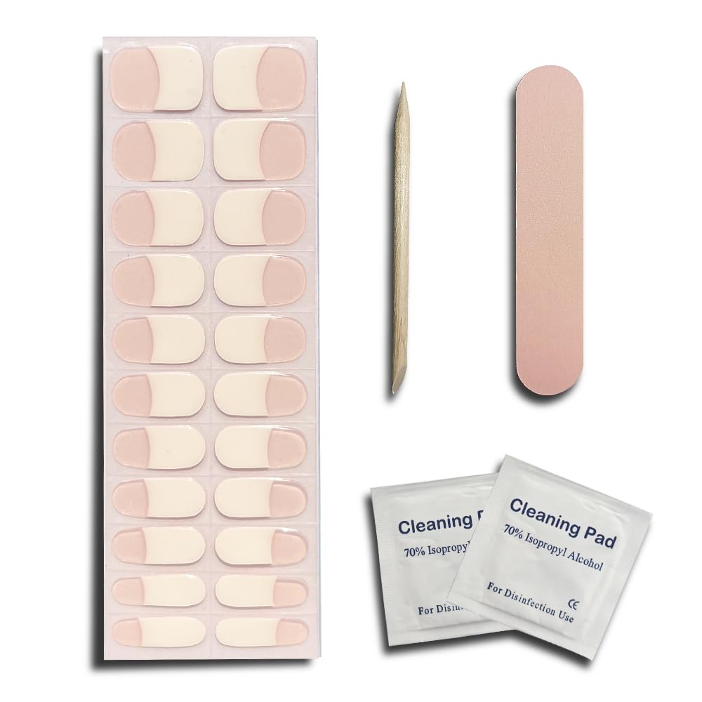 Semi-Cured Gel Nail Strips - 22 PCS French Nail Tips Kit with Long-Lasting Nail Art Designs | Easy Application Gel Polish Strips Compatible with UV/LED Lamps | Perfect for Home Manicures, Salon Nails & DIY Nail Art