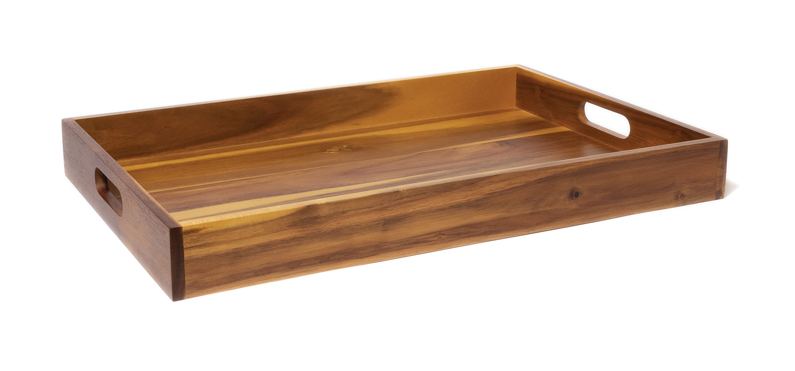 Lipper International 1295 Acacia Wood Large Serving Tray with Cut-Out Handles - 20.5
