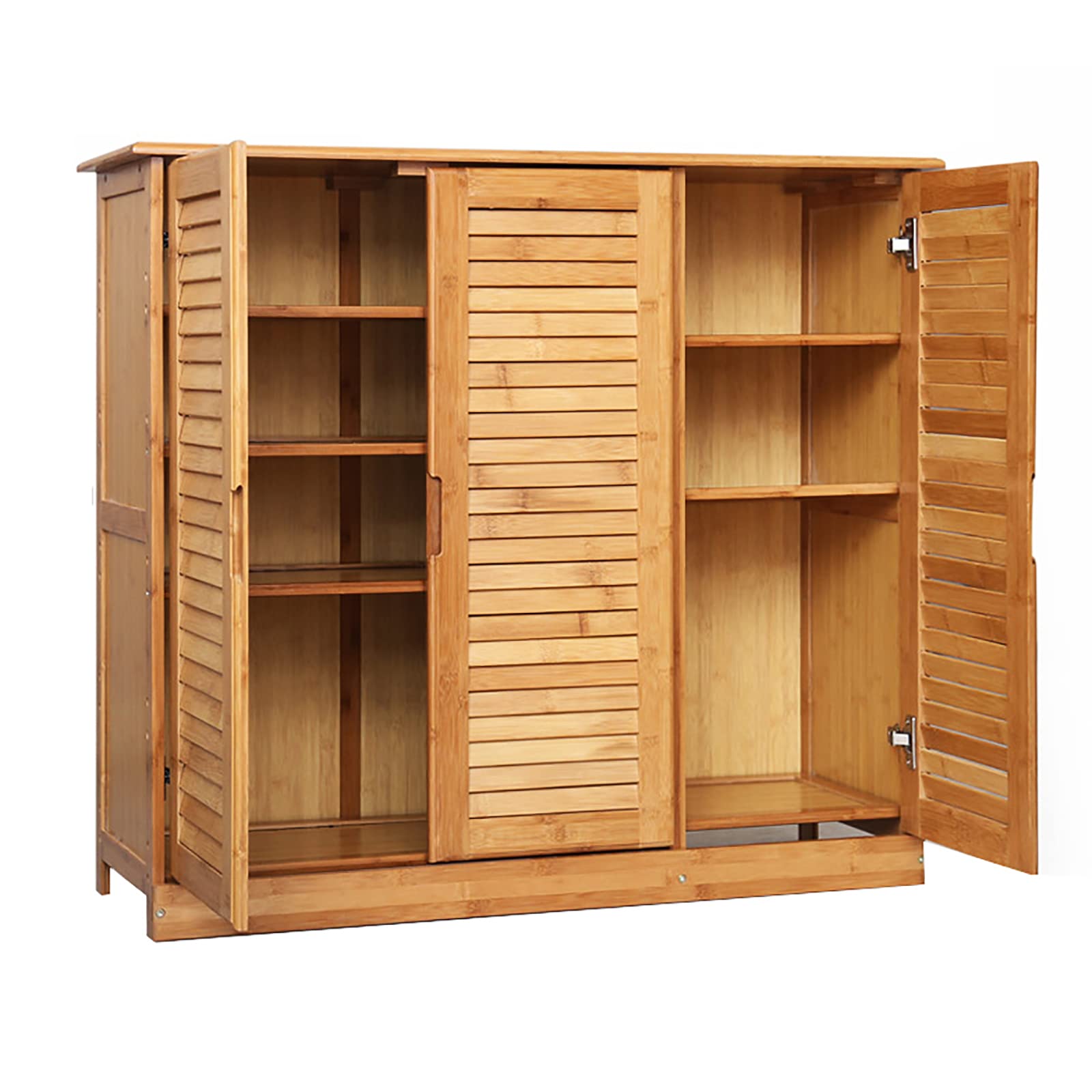 **Bamboo Shoe Cabinet with Doors - Rustic Entryway Shoe Storage Organizer & Shoe Rack for Hallway, Closet, or Mudroom - Perfect for Organizing Shoes, Boots, and Accessories**