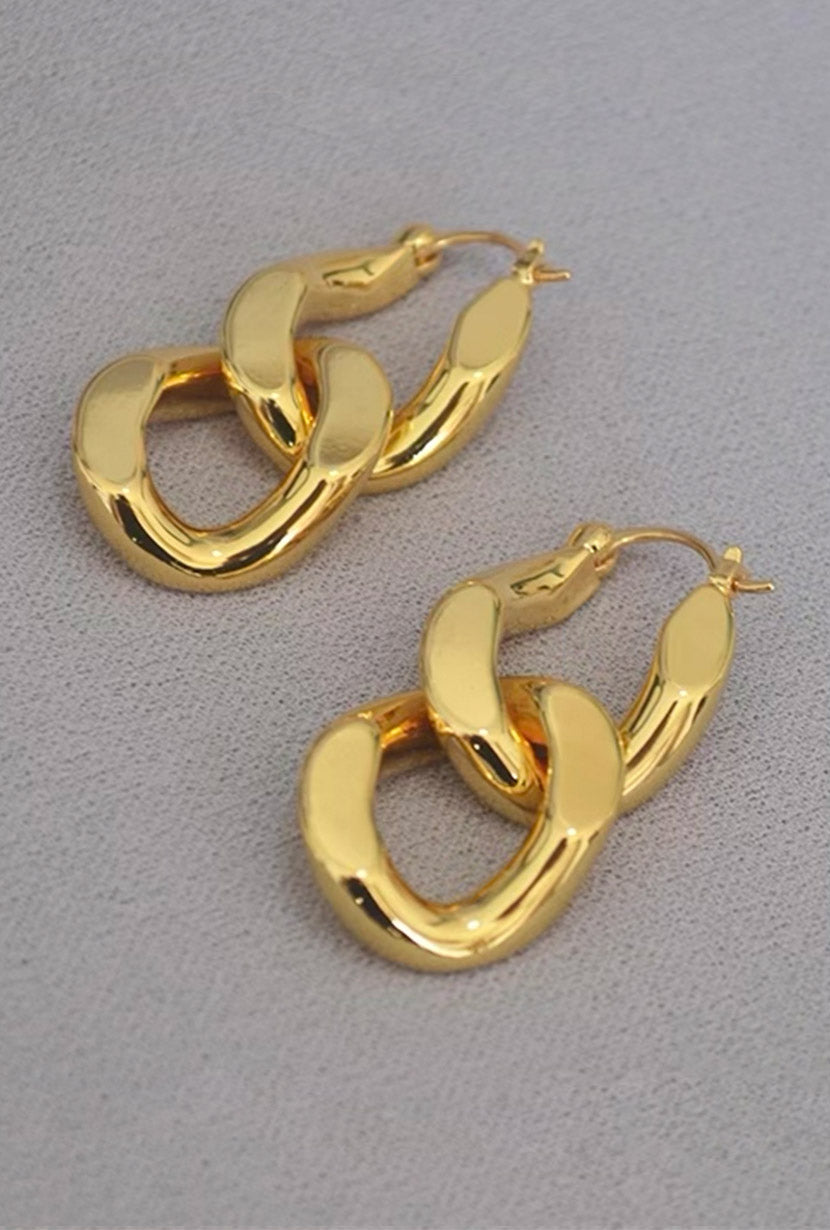 Elegant Gold-Tone Chain Link Drop Earrings for Women - Perfect for Parties, Weddings & Evening Events
