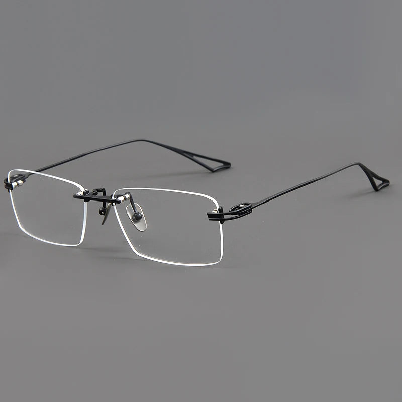 Aimee Unisex Rimless Big Square Titanium Eyeglasses 30419 - Lightweight Durable Frame for Men & Women - Perfect for Reading, Work, and Everyday Fashion