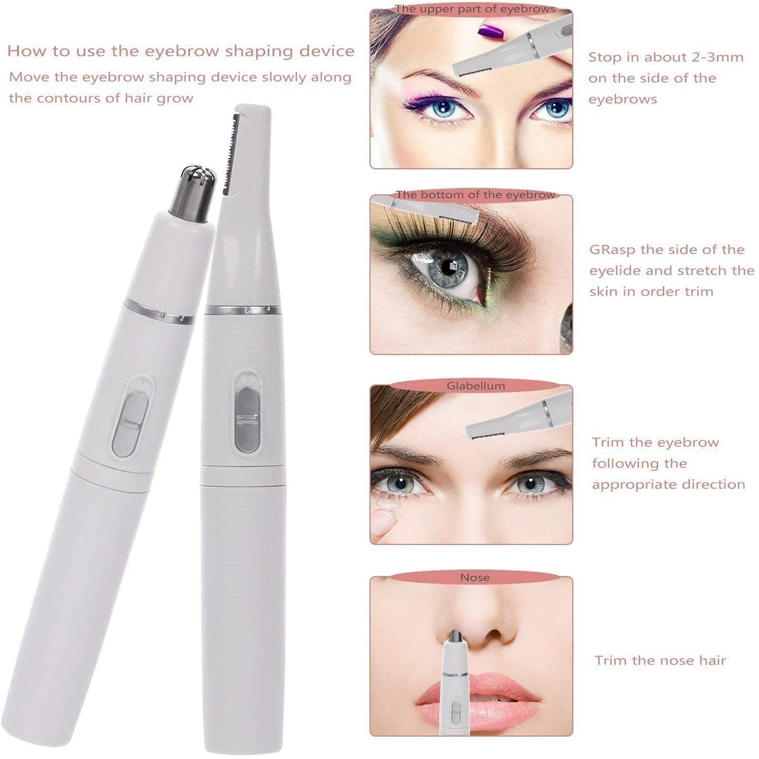 Electric Eyebrow Trimmer for Women - Painless Facial Hair Remover with Comb for Eyebrows, Chin, Neck & Upper Lip | No Pulling Sensation | Perfect for Peach Fuzz Removal & Precision Grooming at Home or Travel