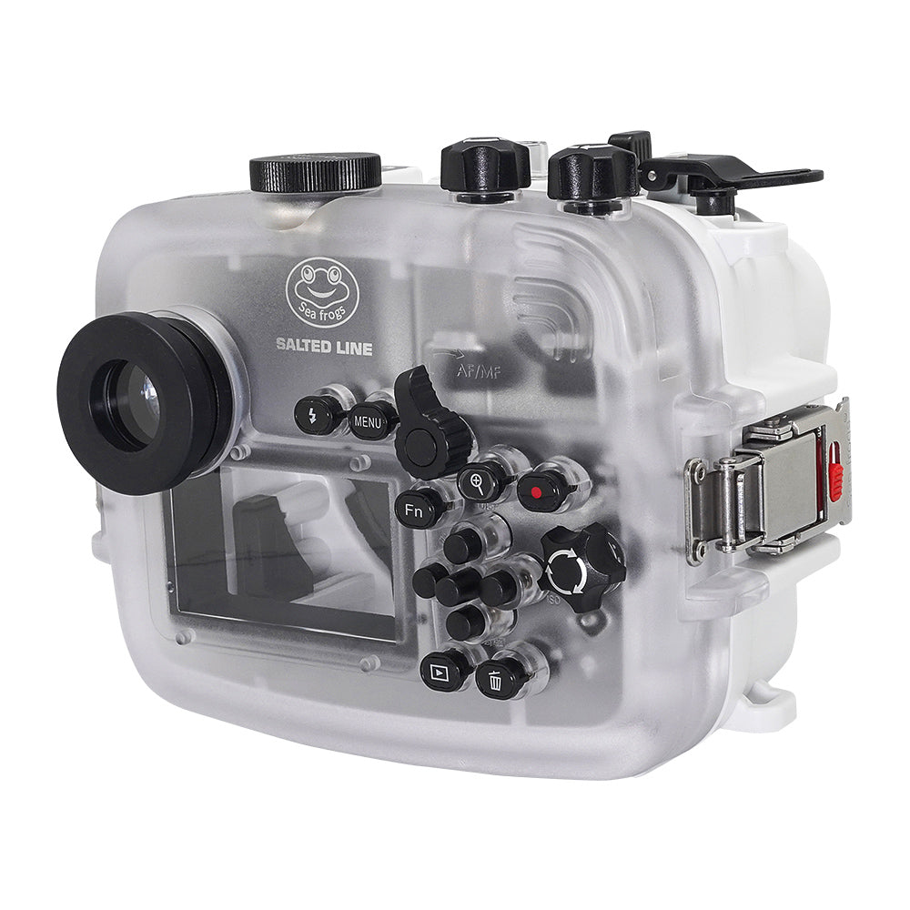 SeaFrogs 60M/195FT Waterproof Housing for Sony A6xxx Series - Aluminum Pistol Grip & 6 Dry Dome Port (White) - Surfing Photography Edition GEN 3 - Perfect for Underwater Photography, Scuba Diving, and Surfing Adventures