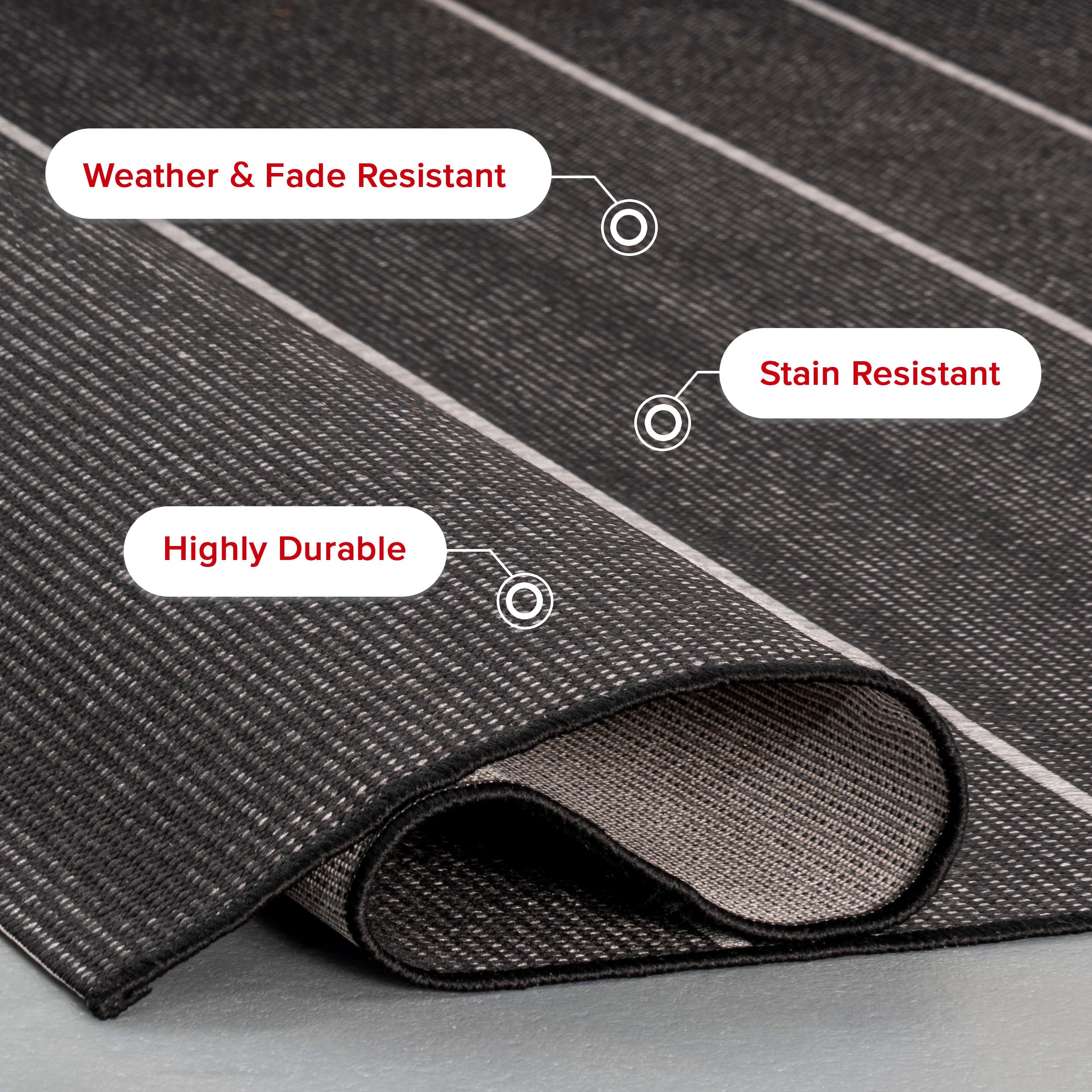 nuLOOM 8' x 11' Outdoor Performance Area Rug - OEKO-TEX Certified, Weather Resistant & High Traffic Rug for Patio, Balcony, Deck & Garden - Durable Alaina Black Design for Outdoor Entertaining & Relaxation