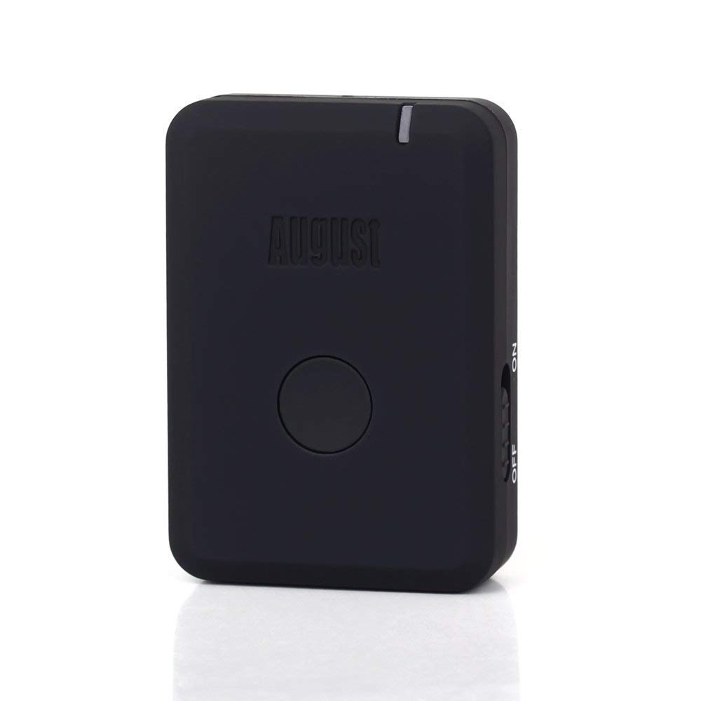 August MR250 Bluetooth Transmitter with aptX Low Latency - Wireless Audio Adapter for Streaming Music from 3.5mm Jack to Bluetooth Headphones & Speakers - Perfect for Home Theater, Gaming, and Travel - Black