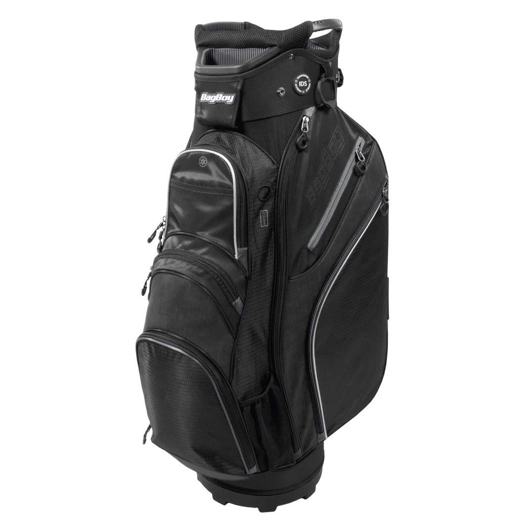 Bag Boy Chiller Cart Bag - Black/Charcoal/Silver Golf Bag with Insulated Cooler Pocket | Perfect for Golf Carts & Outdoor Sports
