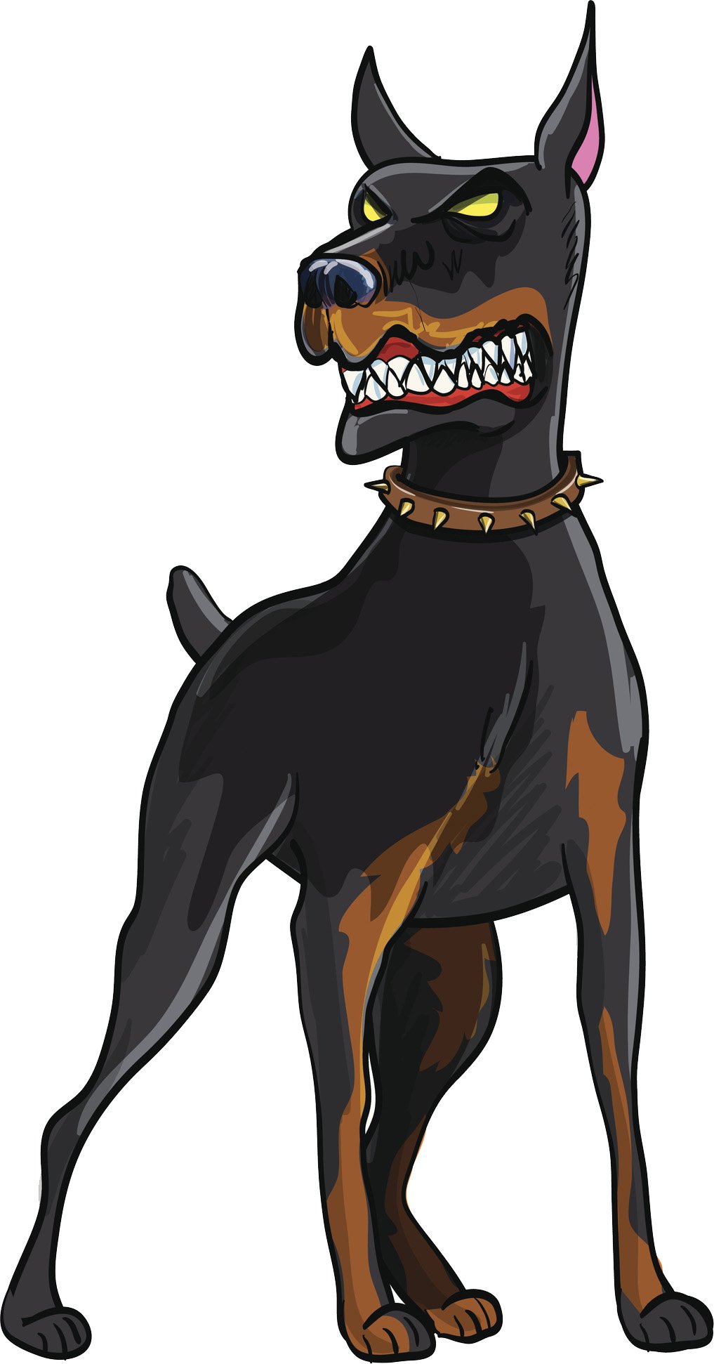 Angry Snarly Teeth Doberman Guard Dog Cartoon Vinyl Decal Sticker - 2 Inch Tall - Perfect for Laptops, Cars, Windows & DIY Projects