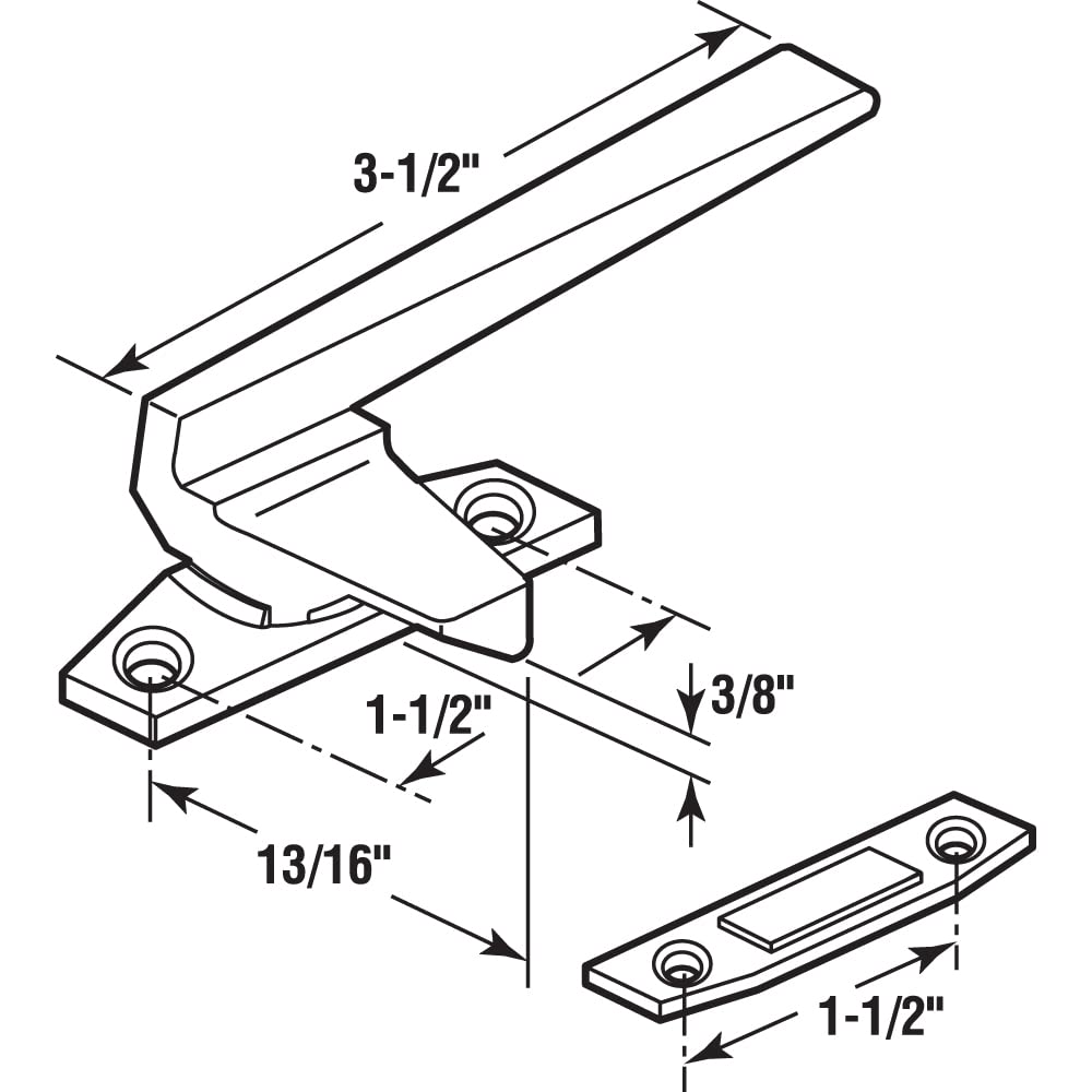 Prime-Line H 3821 White Right-Handed Casement Window Locking Handle with Offset Base - Single Pack for Secure Home & Office Windows