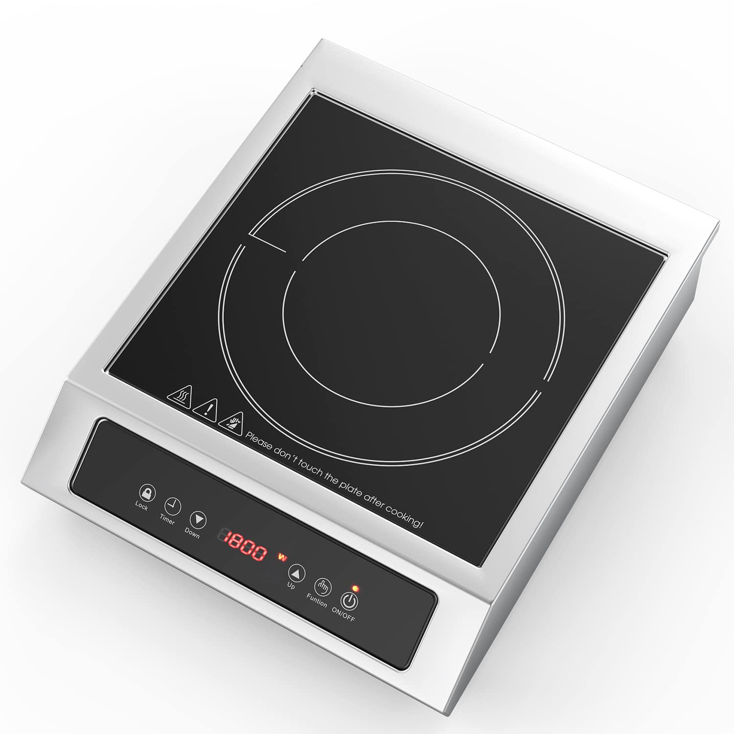 ANHANE 1800W Portable Induction Cooktop - Commercial Countertop Burner with 9 Temp Levels, 3-Hour Timer, Auto Shut-Off & Child Safety Lock - Perfect for Home Kitchen, Dorm Cooking, RV Travel & Outdoor Camping