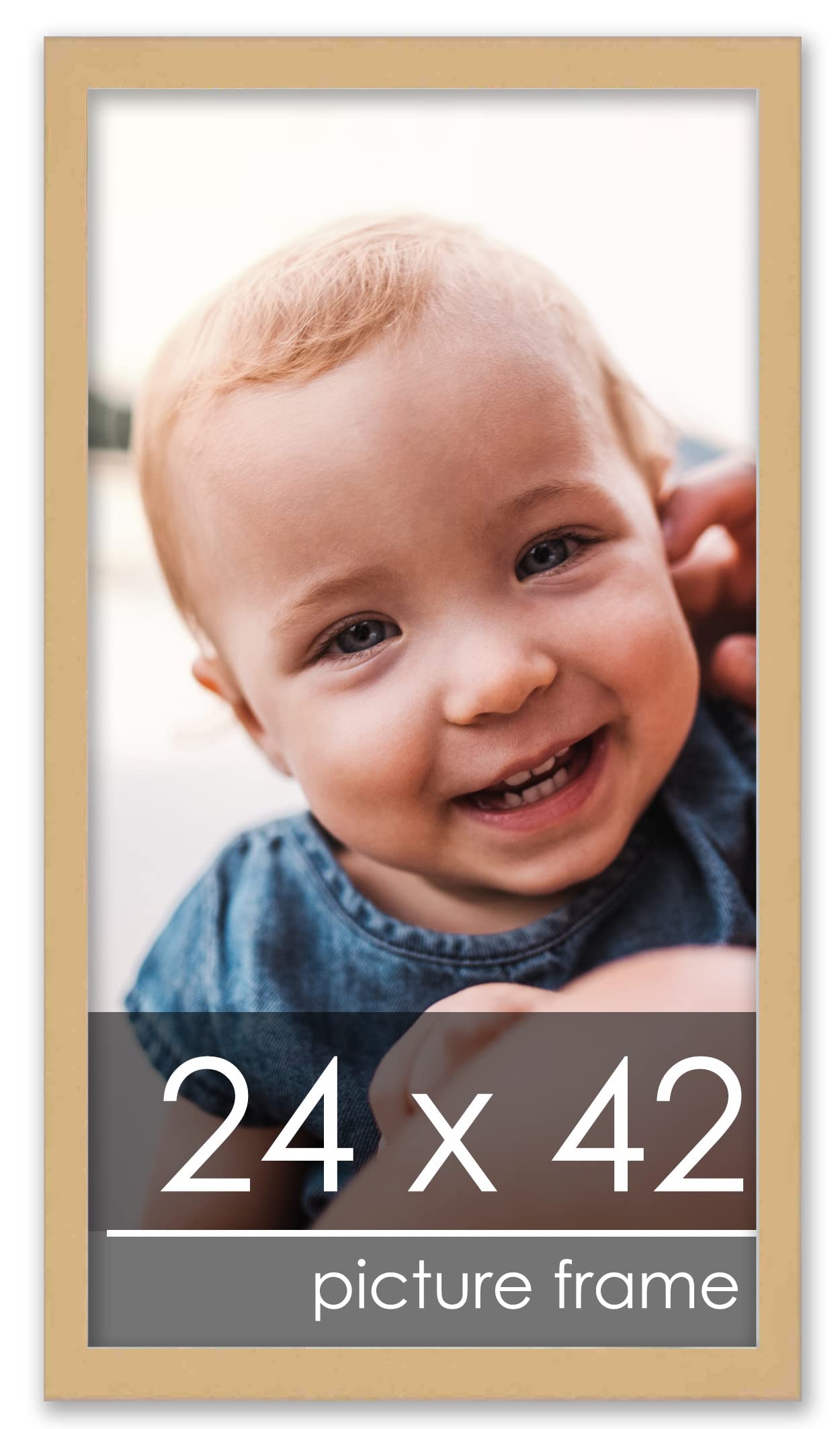 24x42 Natural Wood Picture Frame - Modern Minimalist Solid Wood Photo Frame with UV Acrylic, Foam Backing & Hanging Hardware - Perfect for Posters, Art Prints, Home & Office Wall Decor