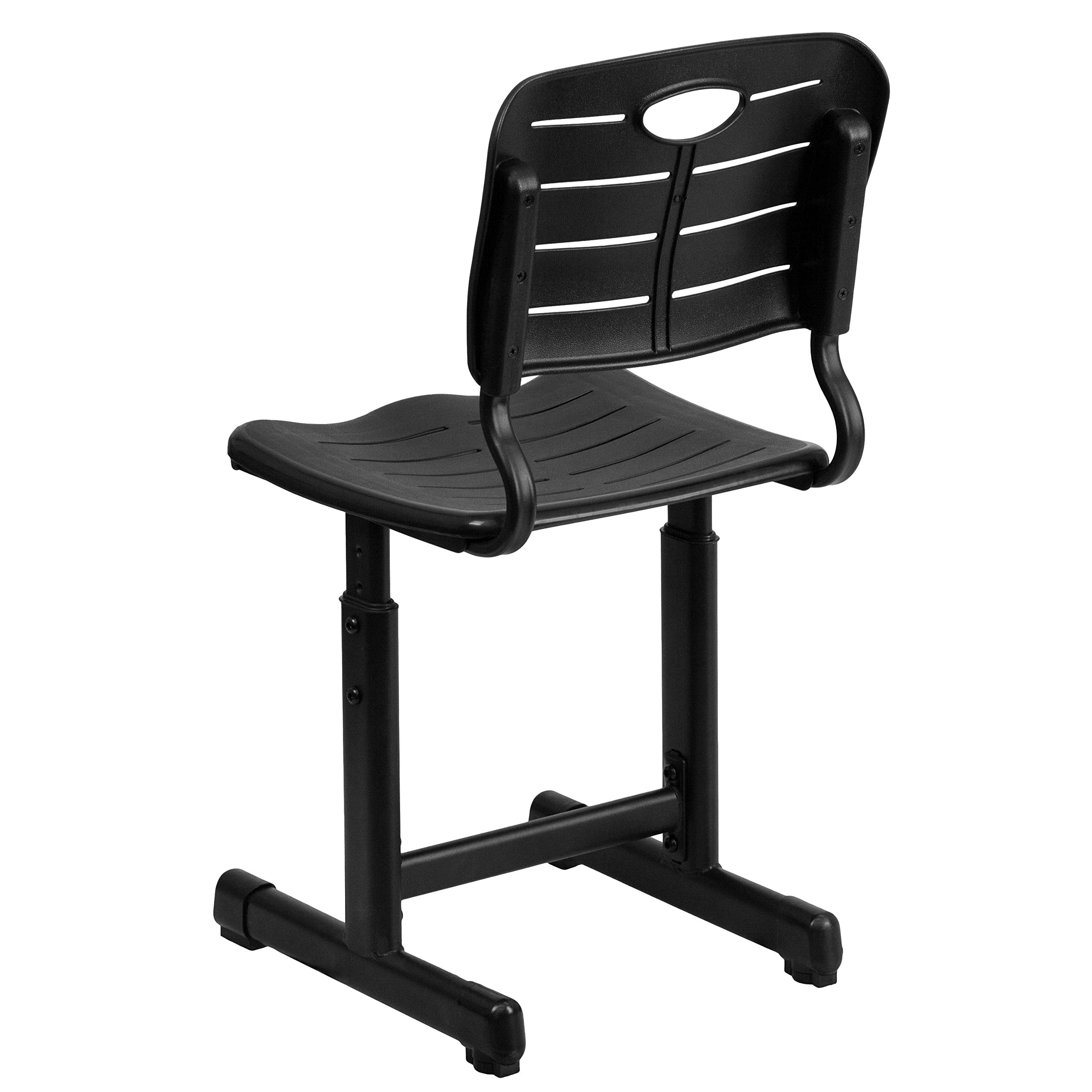 Adjustable Height Black Student Chair with Sturdy Pedestal Frame - Perfect for Home Office, Study Desk, and Classroom Use