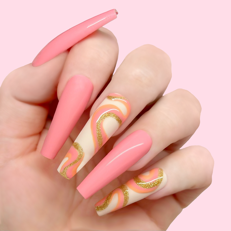 Freshly Peached Collection Dip Powder Nail Kit - Long Lasting Gel Nail Polish for DIY Manicures at Home | Perfect for Parties, Weddings & Special Occasions