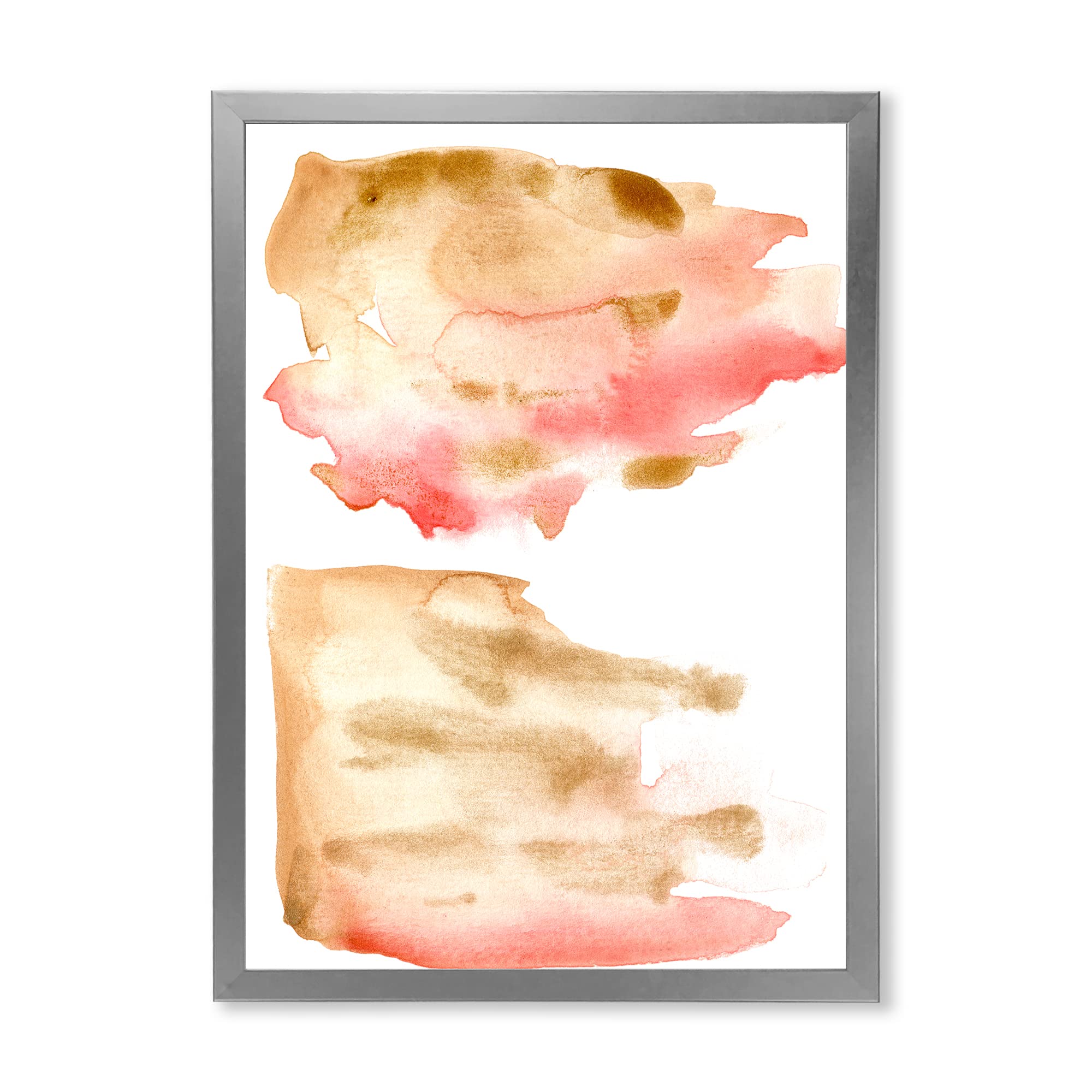 DesignQ Pink Gold Red Beige Abstract Clouds Modern Framed Wall Art - Perfect for Living Room, Bedroom & Office Decor
