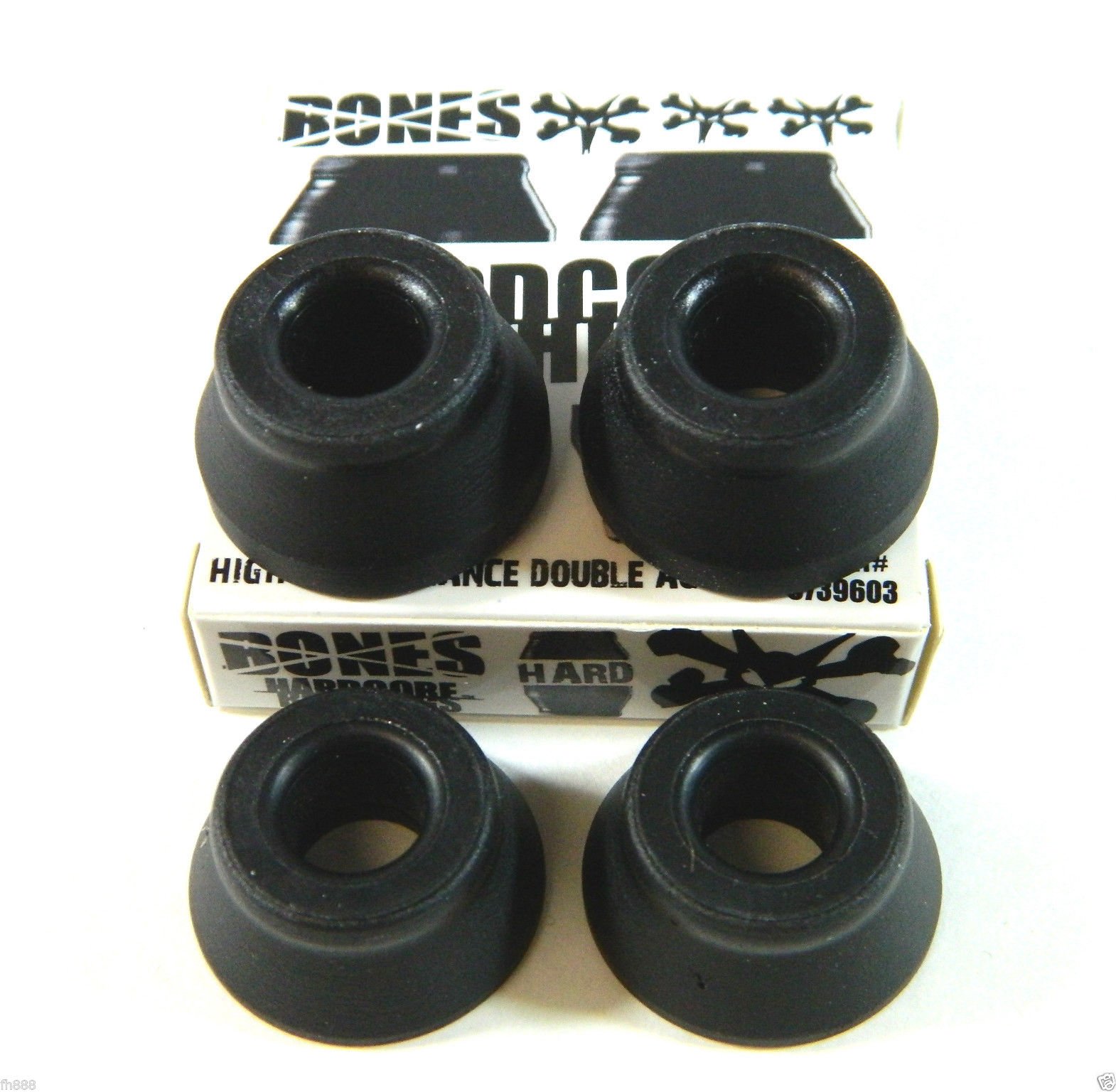 Bones Hardcore Skateboard Bushing Set - Hard, Medium, Soft (Black & White) - Perfect for Longboards, Cruisers & Street Skateboards