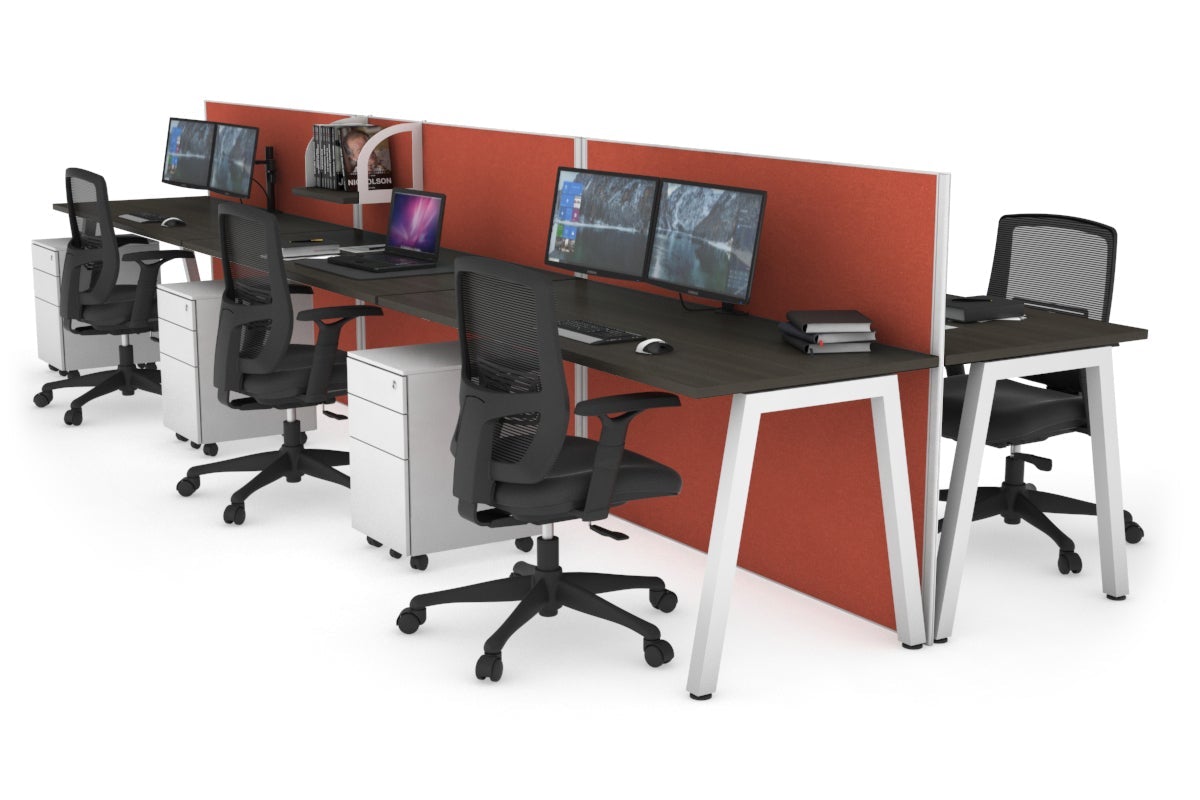 Horizon Quadro 6-Person Office Workstation Bench with A-Legs - 1400mm x 700mm (55