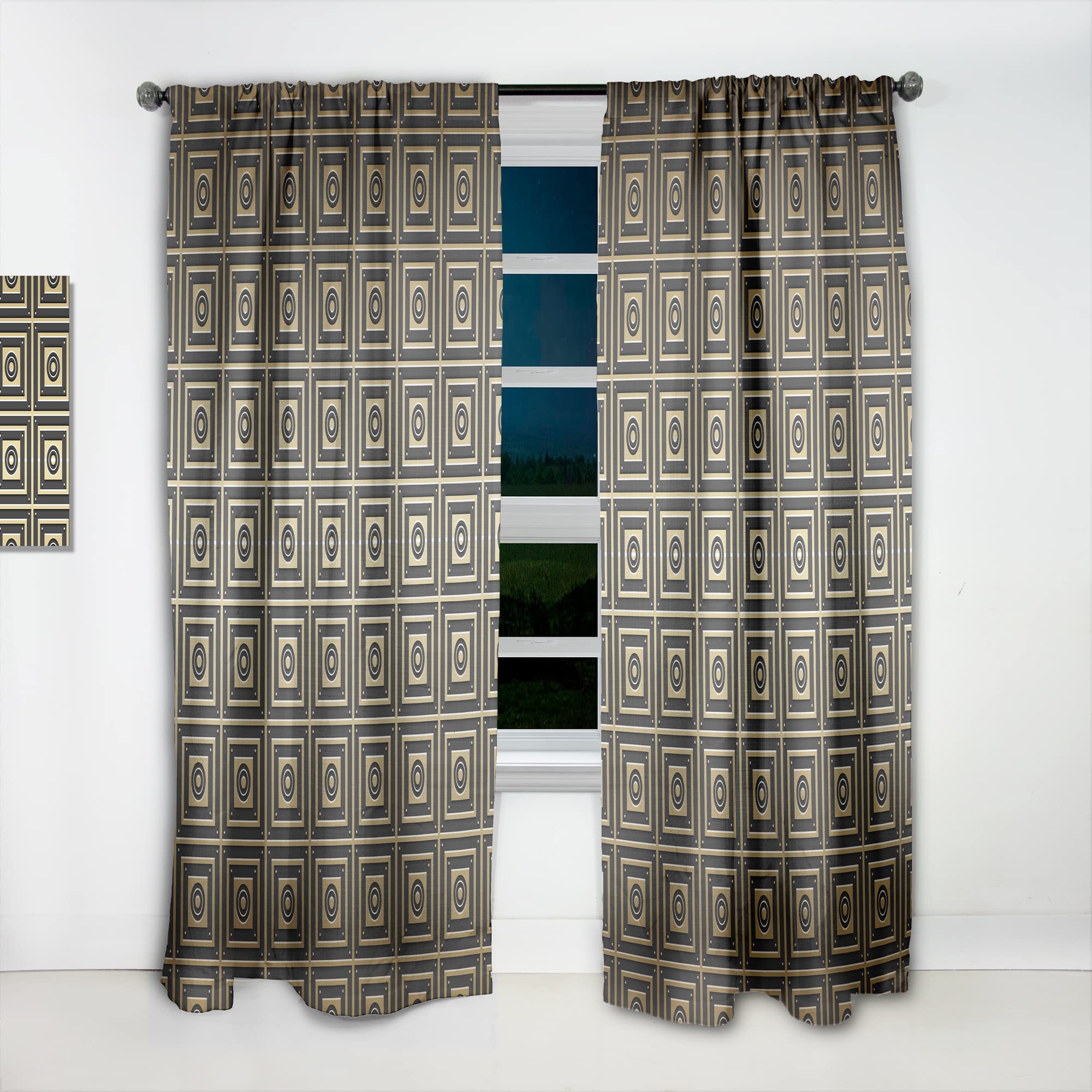 DesignQ Luxury Metallic Geometric Curtains - Thermal Insulated Single Panel (52x90 Inches) - Elegant Gold Drapes for Bedroom & Living Room - Perfect for Home Decor & Temperature Control