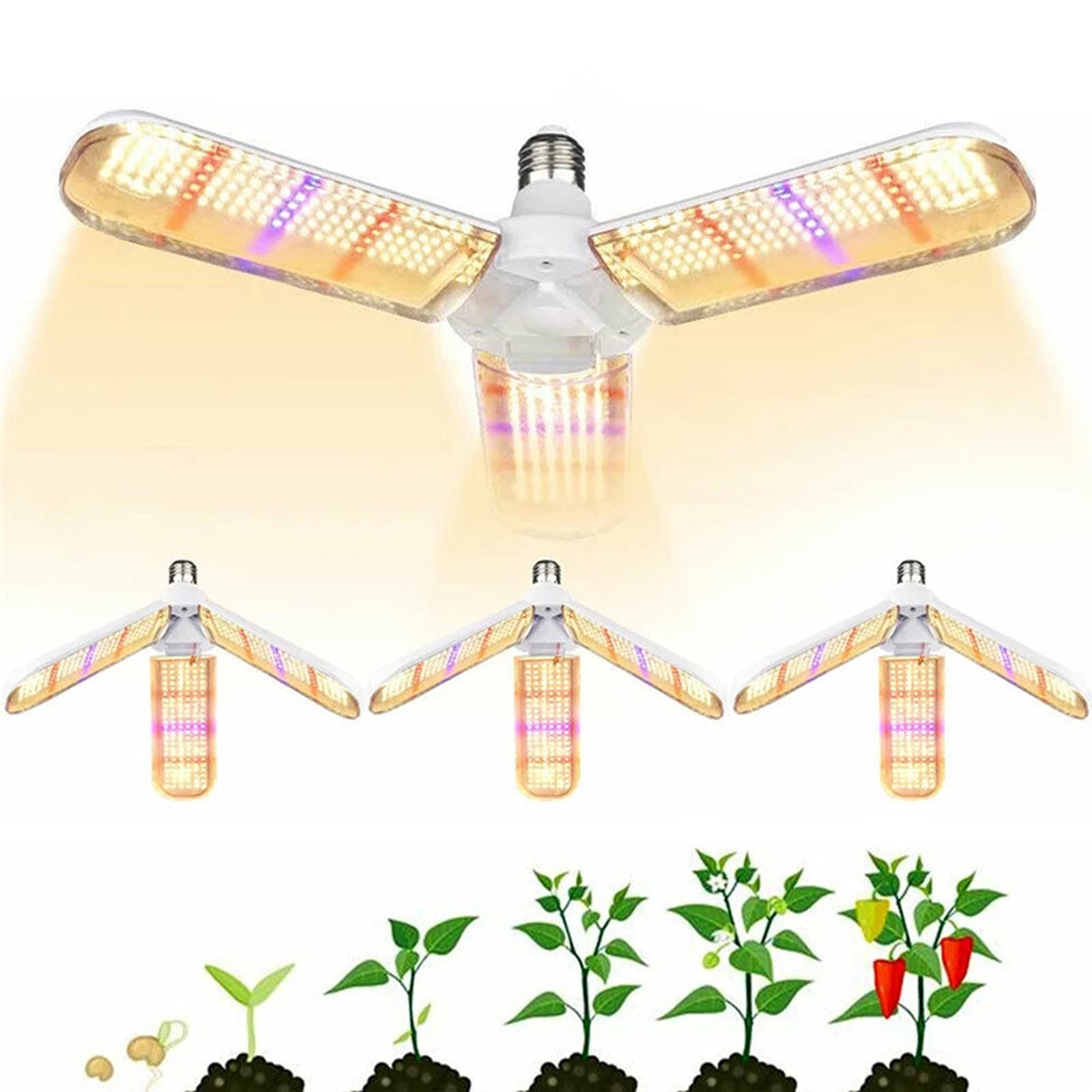 4pcs E27 LED Grow Light Bulbs 150W Full Spectrum - Waterproof Indoor Outdoor Greenhouse Plant Lights for Flowers, Vegetables, Herbs - Perfect for Hydroponics, Vertical Farming & Home Gardening