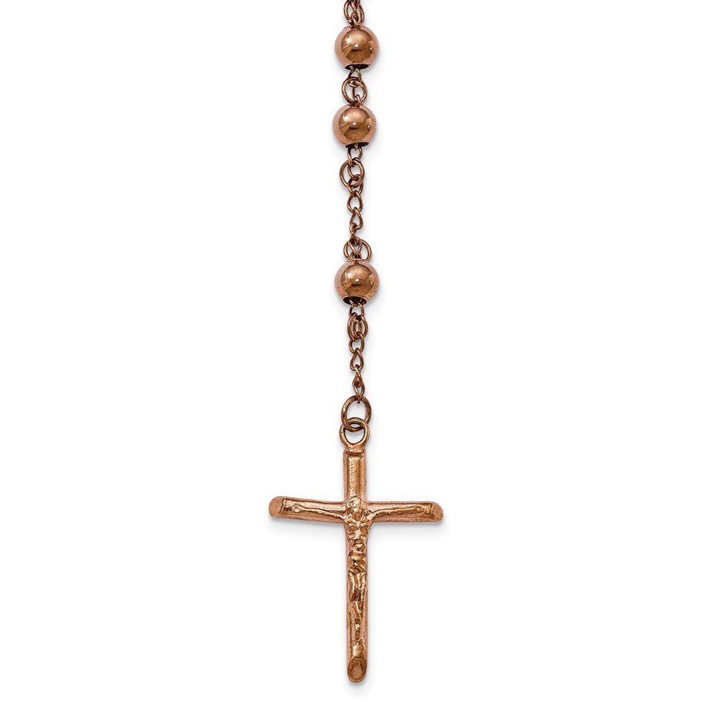 Stainless Steel Rose Gold Plated Rosary - Elegant Religious Jewelry for Prayer, Gifts & Special Occasions