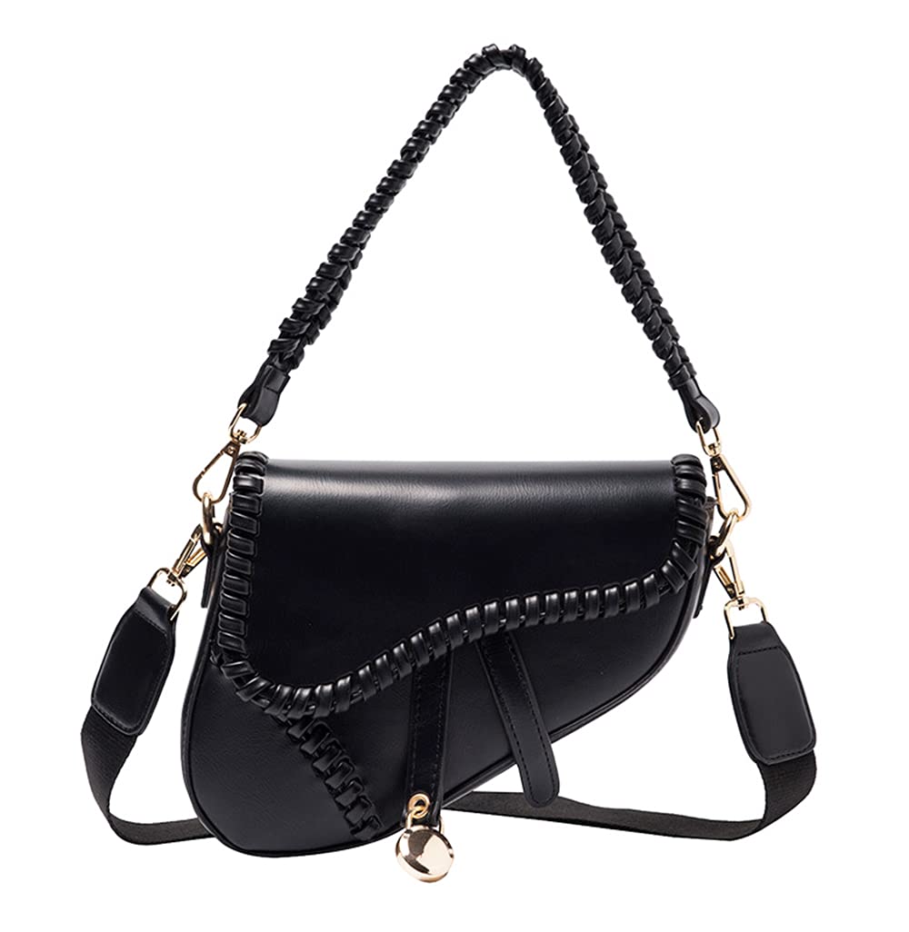 PURFANREE Women's Trendy Saddle Shoulder Bag - Stylish Clutch Purse, Underarm Handbag & Crossbody Satchel for Work, Travel & Evening Out