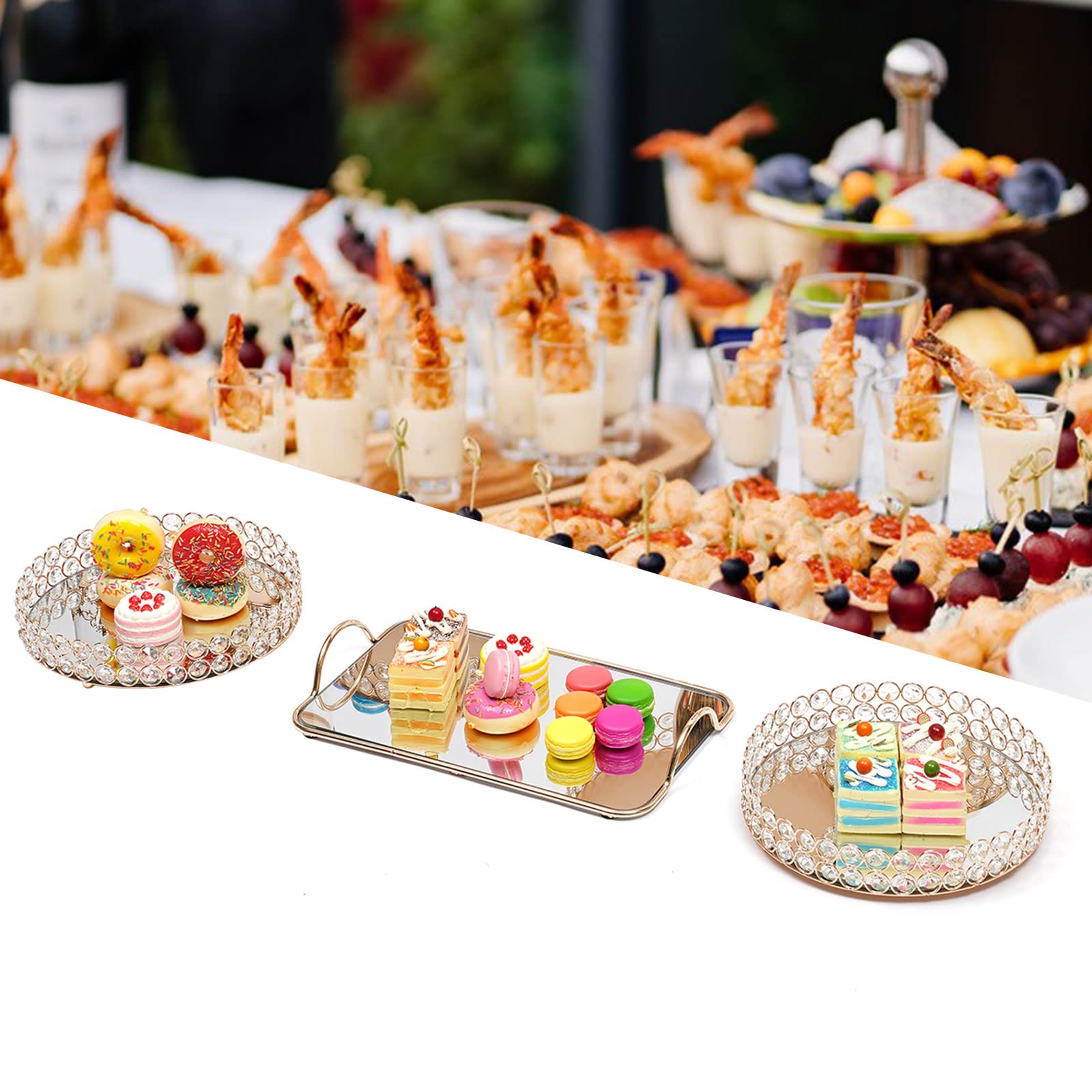 YIYIBYUS 10-Piece Silver & Gold Cupcake Stand Set - 7-Tier Metal Dessert Table Stand for Birthday Parties, Baby Showers, Anniversaries & Afternoon Tea (Gold) | Perfect for Wedding Receptions, Bridal Showers & Holiday Celebrations