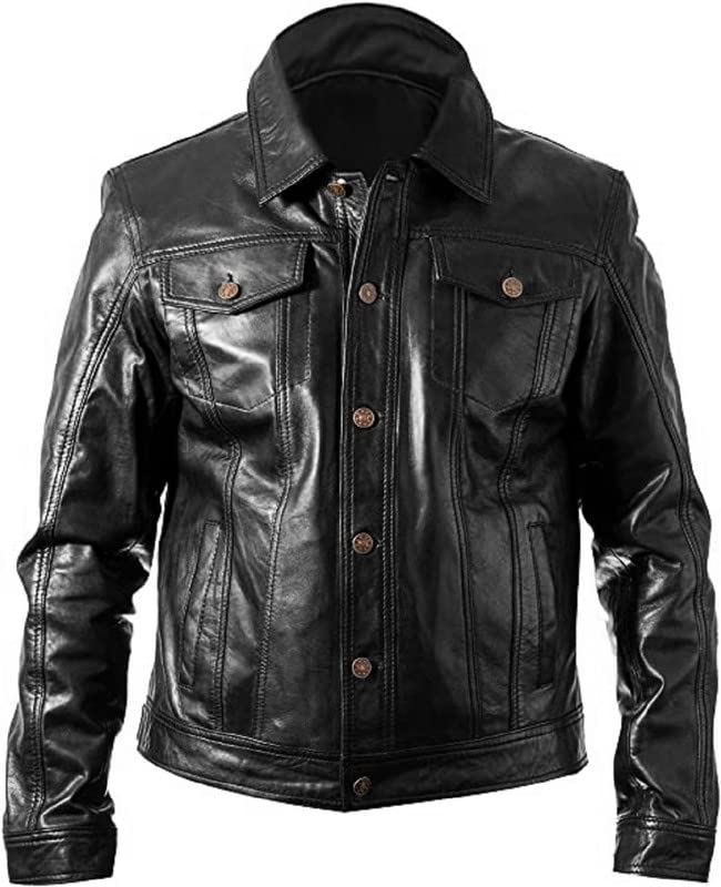 F) Western Trucker Black Faux Leather