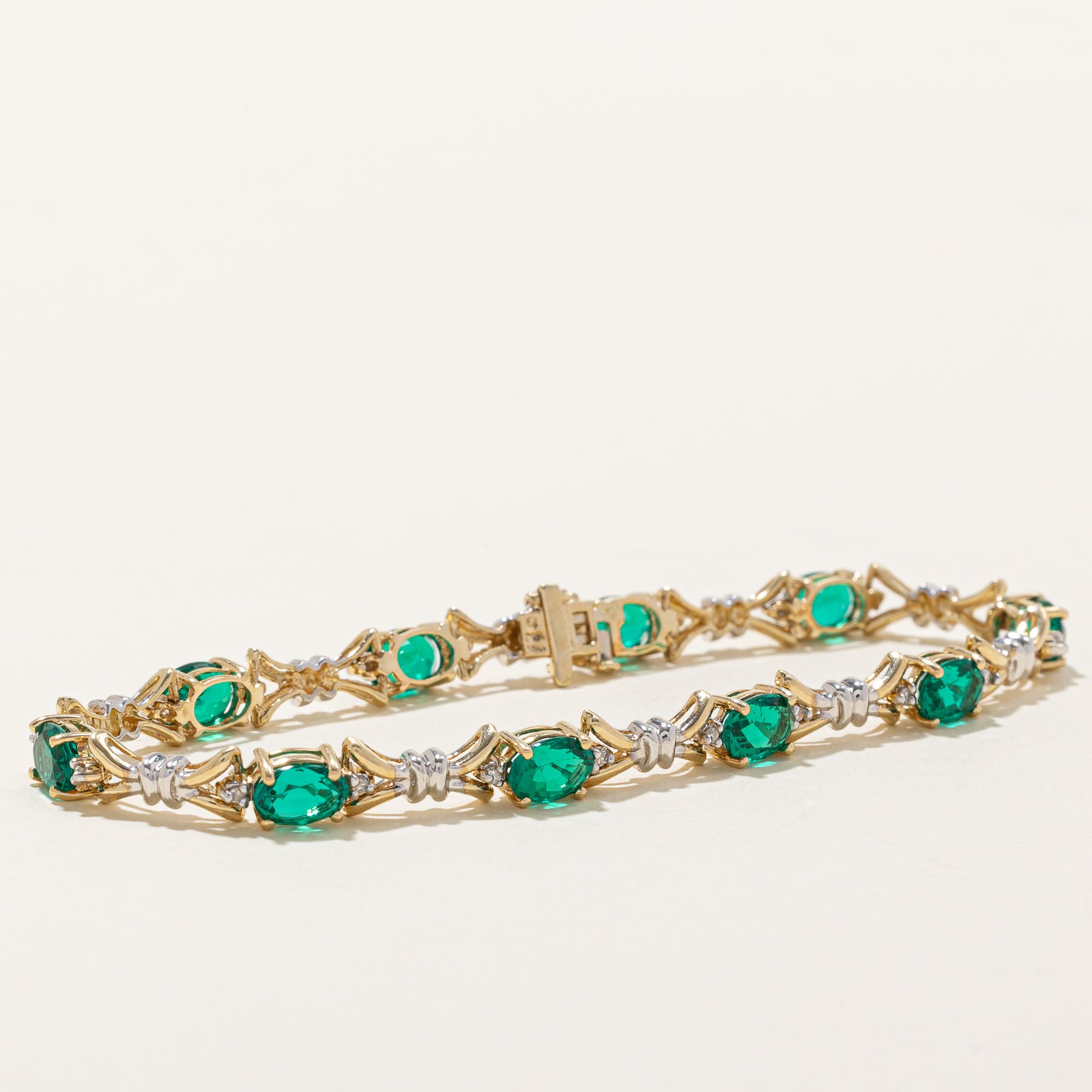 Luxury Synthetic Emerald & Diamond Tennis Bracelet - 7.50ctw Emerald & 0.12ctw Diamond | 7.5 Inches | Elegant Jewelry Gift for Women | Perfect for Weddings, Anniversaries & Special Occasions