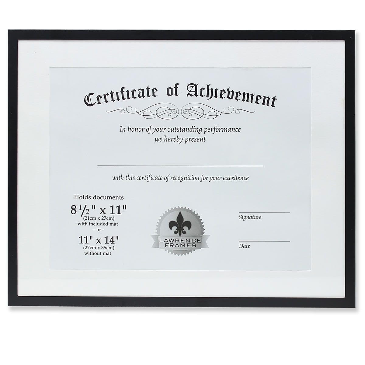 11x14 Inch Black Aluminum Document Frame - Dual Use for Home & Office