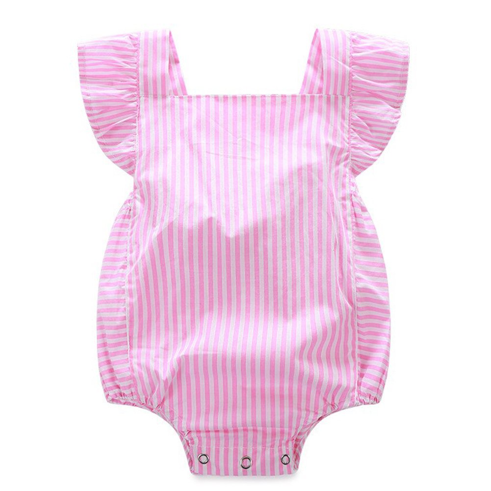 Adorable Baby Girls Plaid & Striped Ruffle Bubble Romper - Sleeveless Backless Sunsuit for Summer | Perfect for Beach Outings, Playdates & Family Photos