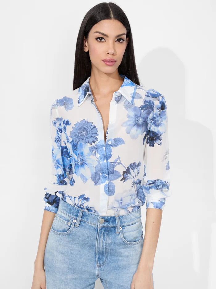 Alice & Olivia Women's Willa Placket Top - Elegant Button-Down Blouse for Work, Office & Casual Outfits | Perfect for Business Attire, Date Nights & Everyday Wear
