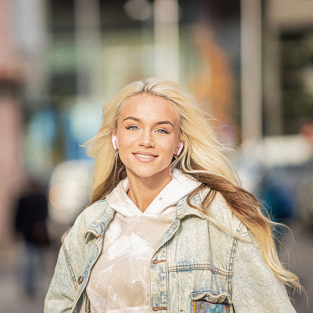 Defunc True Talk Wireless Earbuds in Pink - Perfect for Workouts, Commuting & Hands-Free Calls
