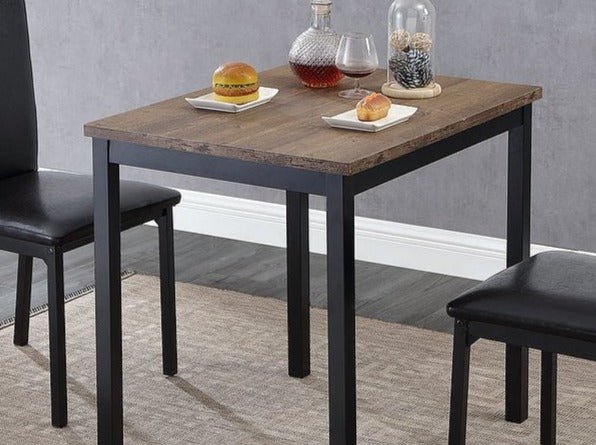 Vintage Black Metal Dinette Table with Distressed Finish Top - Rustic Kitchen Dining Set for Small Spaces, Breakfast Nook & Outdoor Patio