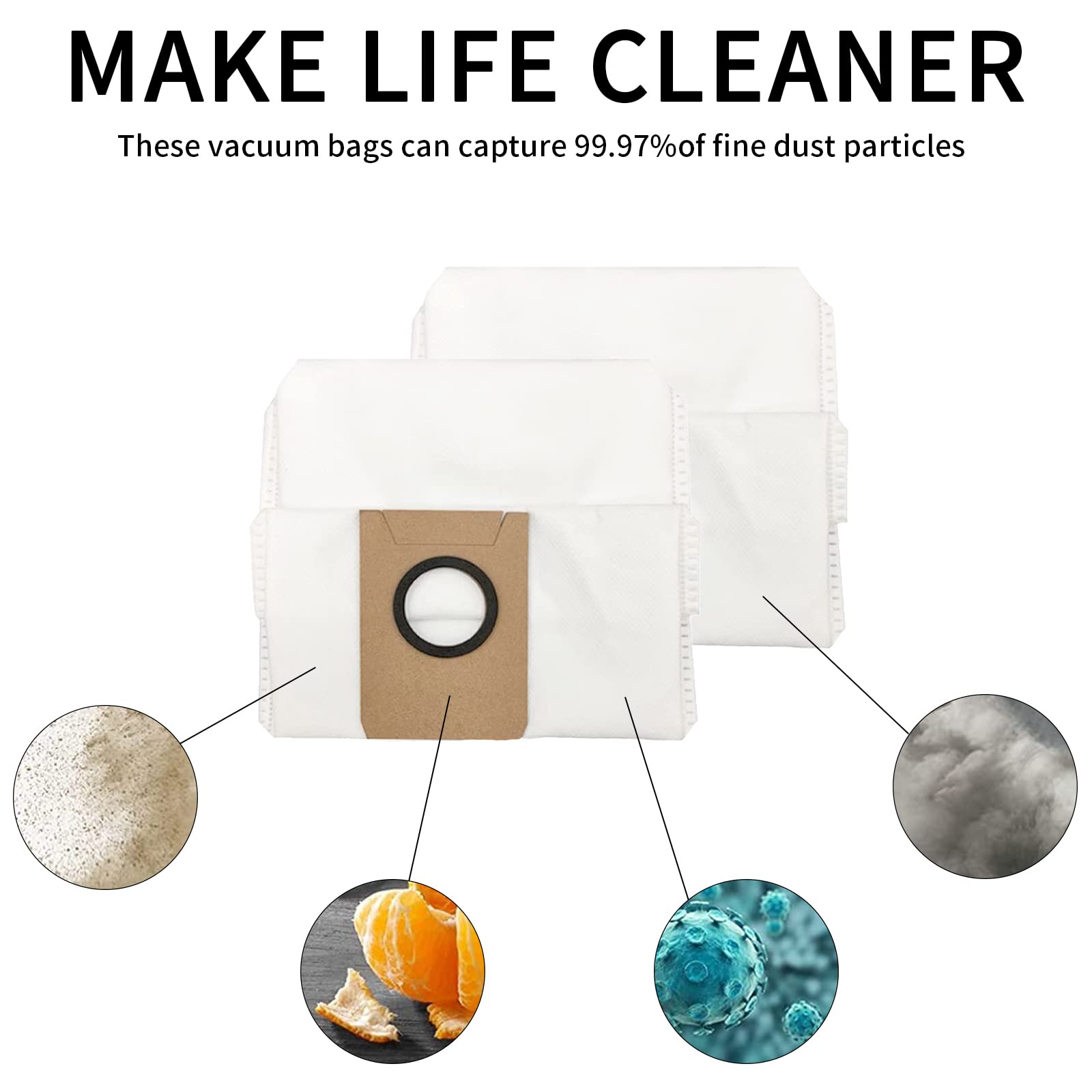 Kingsea Replacement Dust Bags for ECOVACS DEEBOT X1 OMNI Turbo Robot Vacuum Cleaner - 6 Pack High-Efficiency HEPA Filter Bags - Perfect for Pet Hair, Allergies & Deep Cleaning Smart Homes