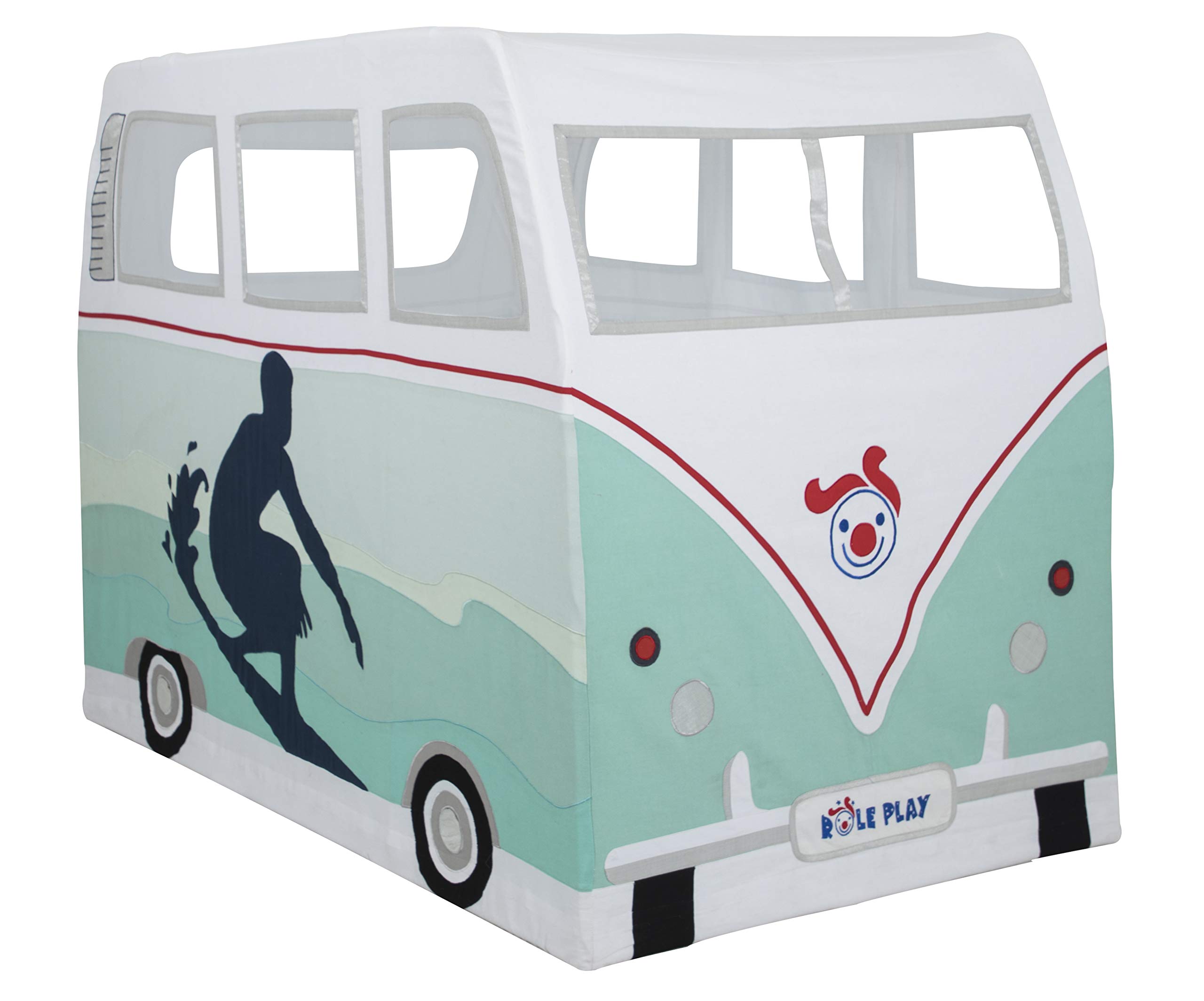 Premium Kids' Surfing Camper Playhouse Tent - 100% Cotton Canvas Indoor/Outdoor Play Set with Durable Steel Frame | Encourages Imagination & Creativity for Ages 3+ | Perfect for Backyard Adventures, Beach Trips & Pretend Play