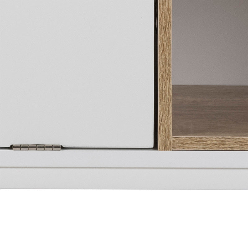 BATLEY 91.5cm White & Natural Study Desk Console - Modern Writing Desk for Home Office, Dorm Room & Small Spaces - Perfect for Remote Work, Online Classes & Crafting