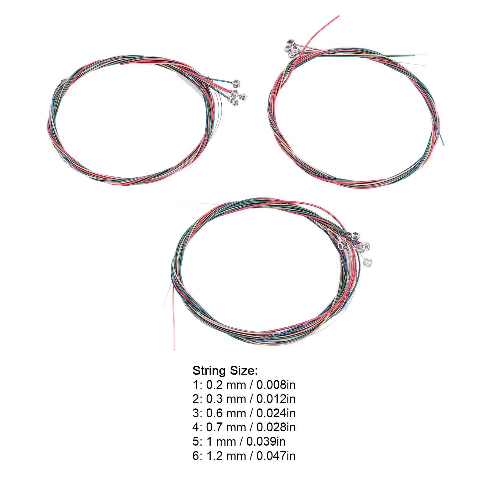 **3 Sets 18Pcs Universal Acoustic Guitar Strings - Colorful Steel Folk Guitar Strings Replacement for Musical Instruments | Perfect for Beginners, Performers & Travel**