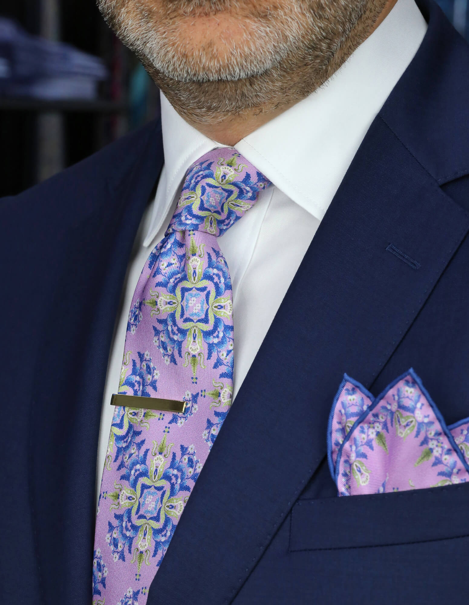 DÉCLIC Ashington Floral Tie for Men - Elegant Lavender Silk Necktie for Weddings, Business & Formal Events