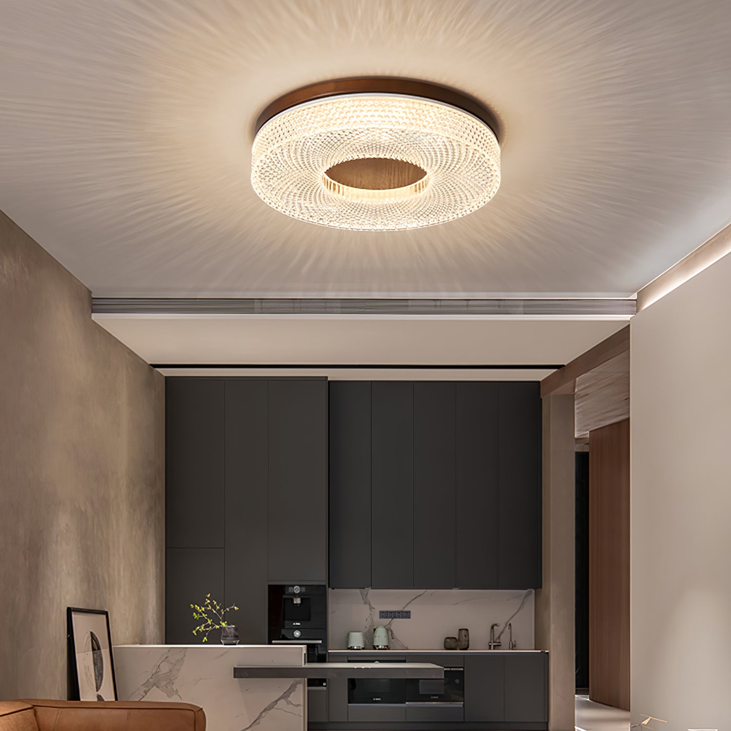 Modern Acrylic Halo Round Ceiling Light Fixture - Energy Efficient LED Flush Mount for Bedroom, Living Room & Kitchen Lighting - Dimmable Contemporary Home Decor