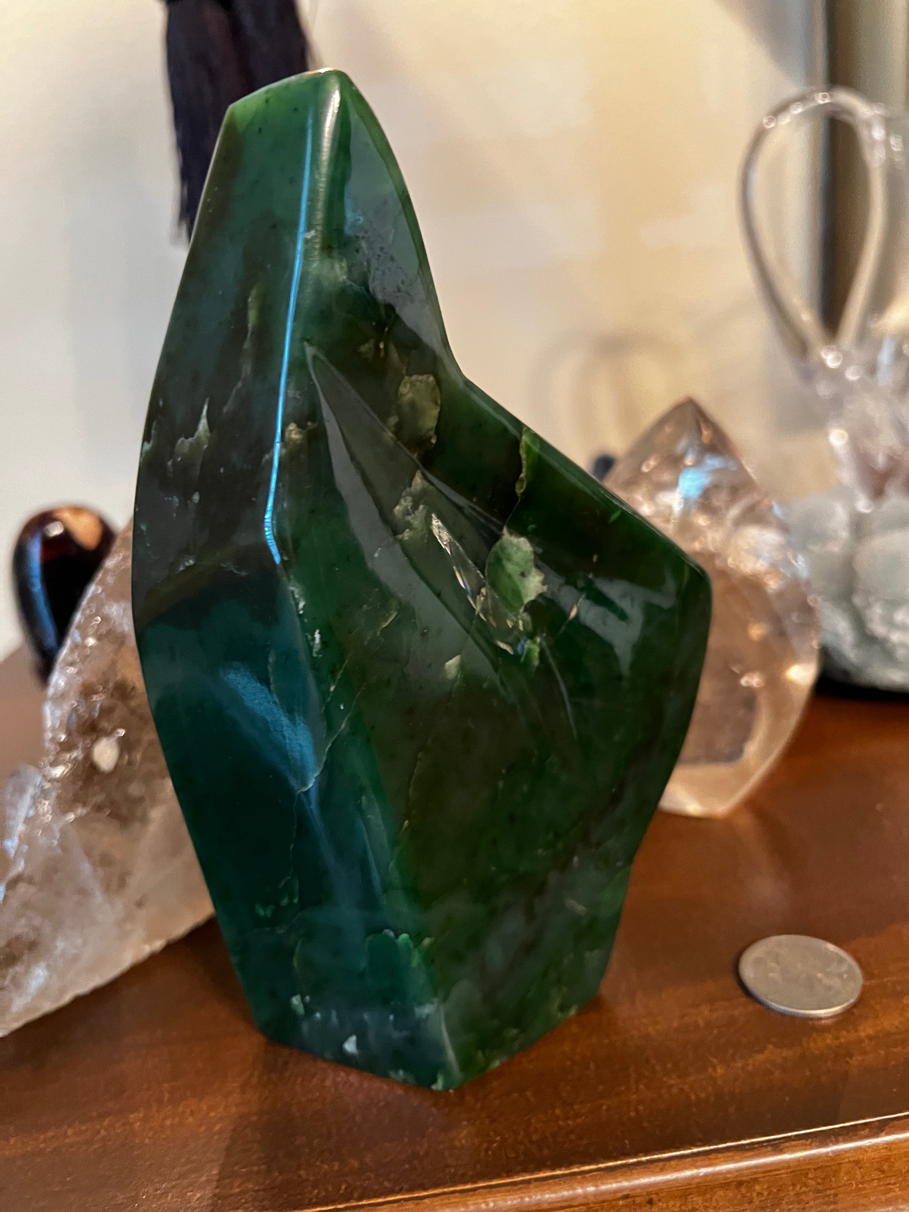 Premium Large Nephrite Jade Freeform Statement Piece - 3.10 lbs, 6.5 Inches - Handcrafted Natural Gemstone for Home Decor, Meditation & Jewelry Making