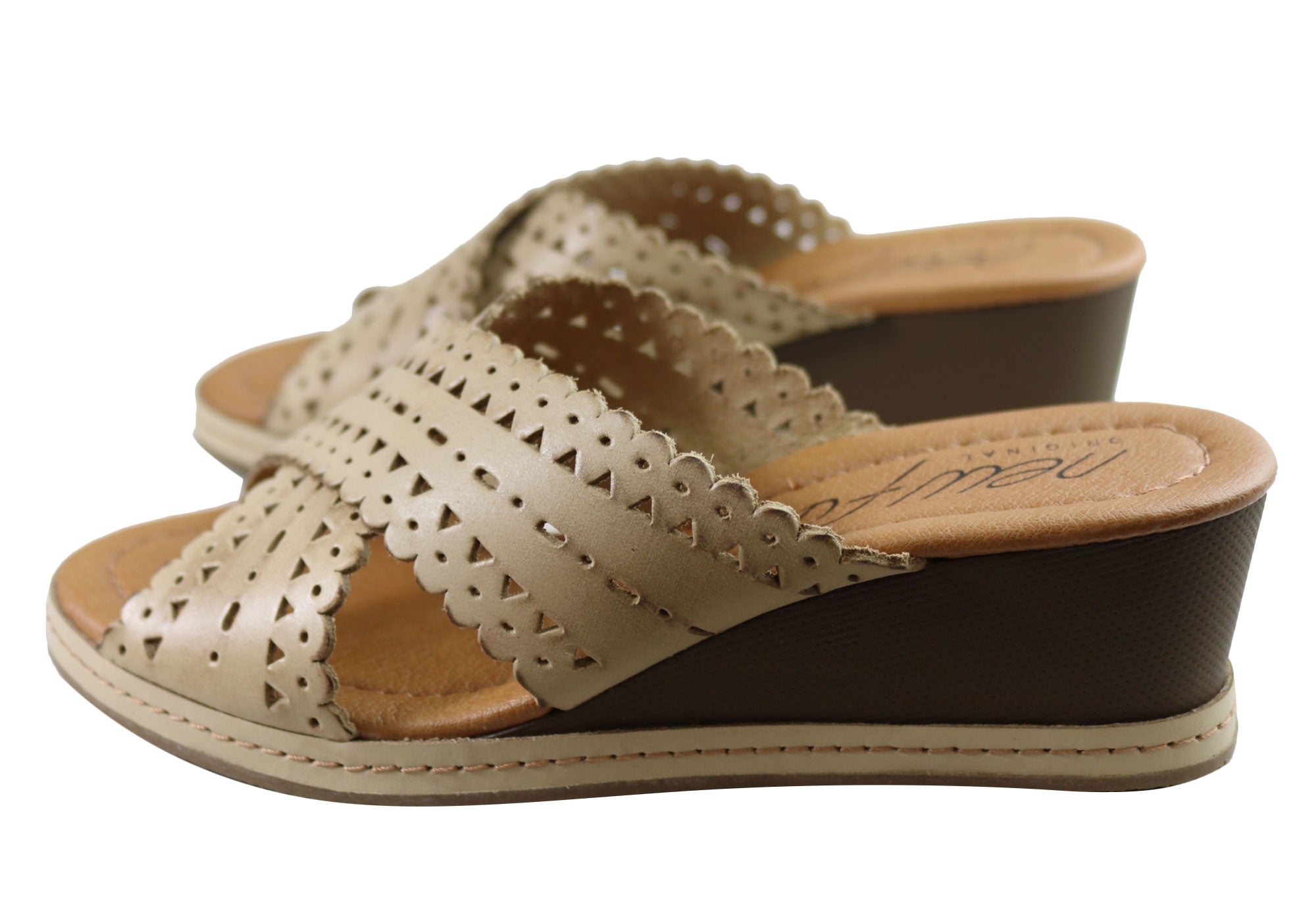 New Tory Women's Leather Wedge Slides Sandals - Comfortable Summer Casual Shoes for Women - Perfect for Beach, Vacation & Everyday Wear