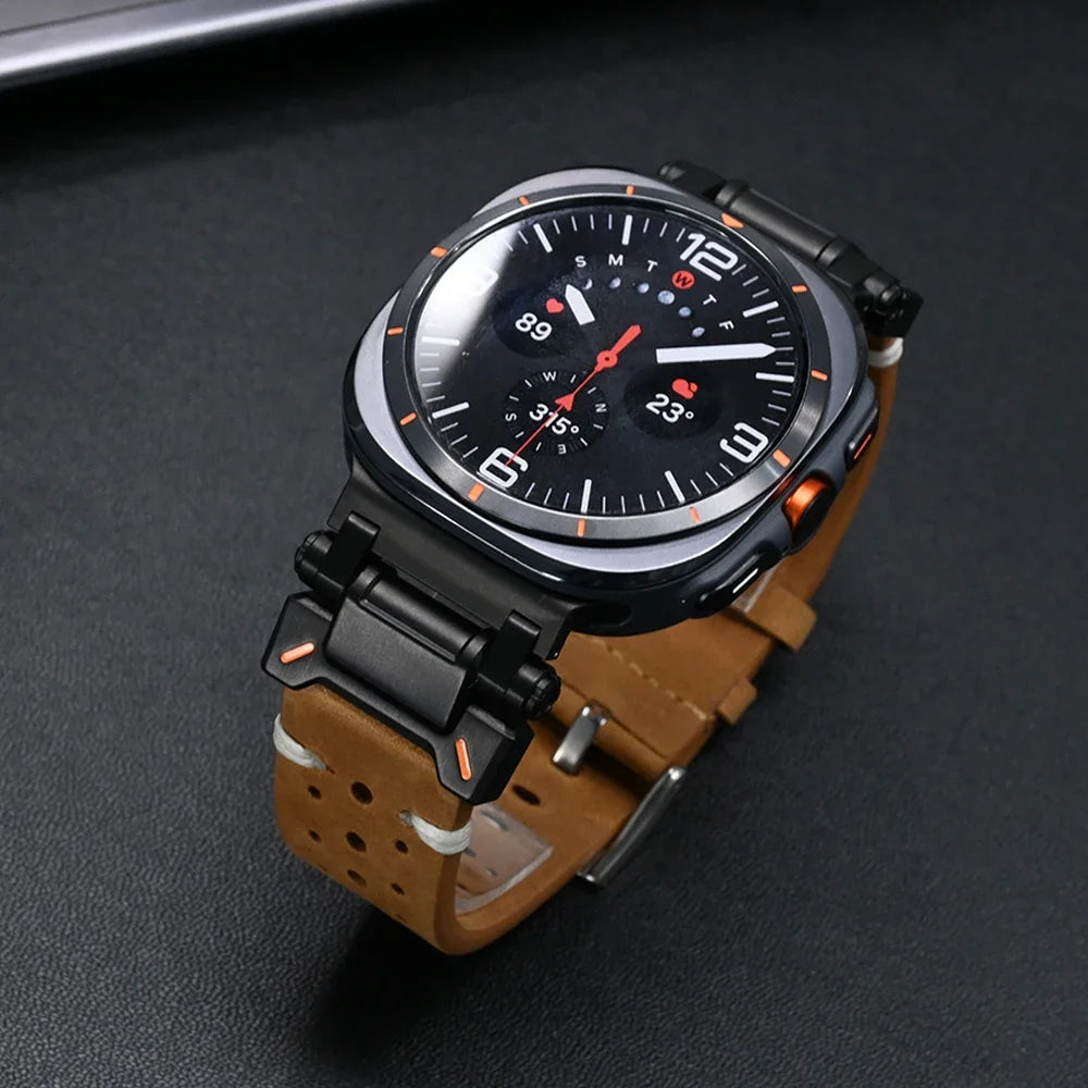 Premium Genuine Leather Band for Samsung Galaxy Ultra Watch - Durable & Stylish Cowboy Design for Men - Perfect for Outdoor Adventures, Work & Casual Wear