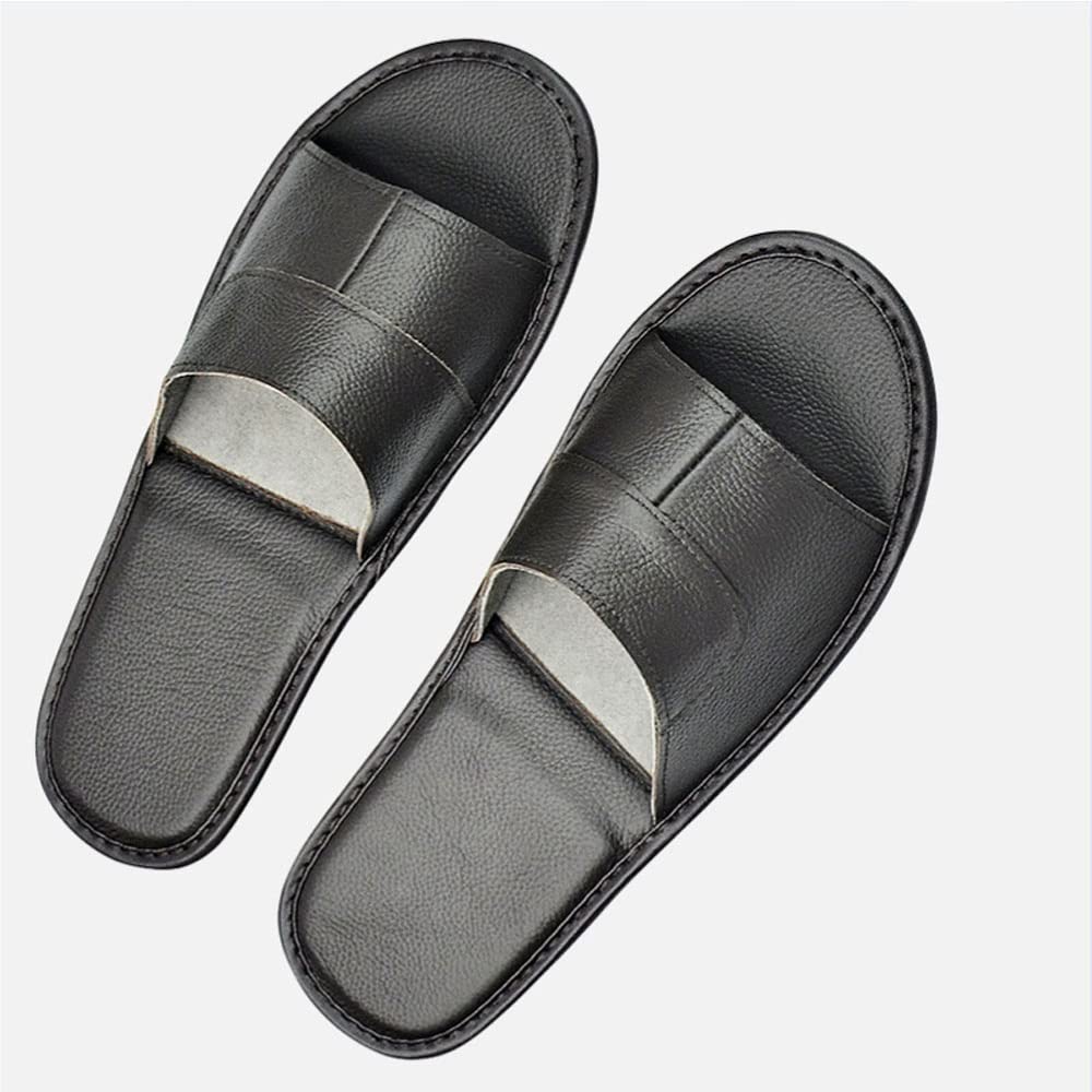 Premium Men's Genuine Leather Slippers - Non-Slip Indoor/Outdoor House Shoes with Open Toe Design for Ultimate Comfort (Color: C, Size 10-11 US) - Perfect for Home, Bedroom, Lounge & Backyard Relaxation