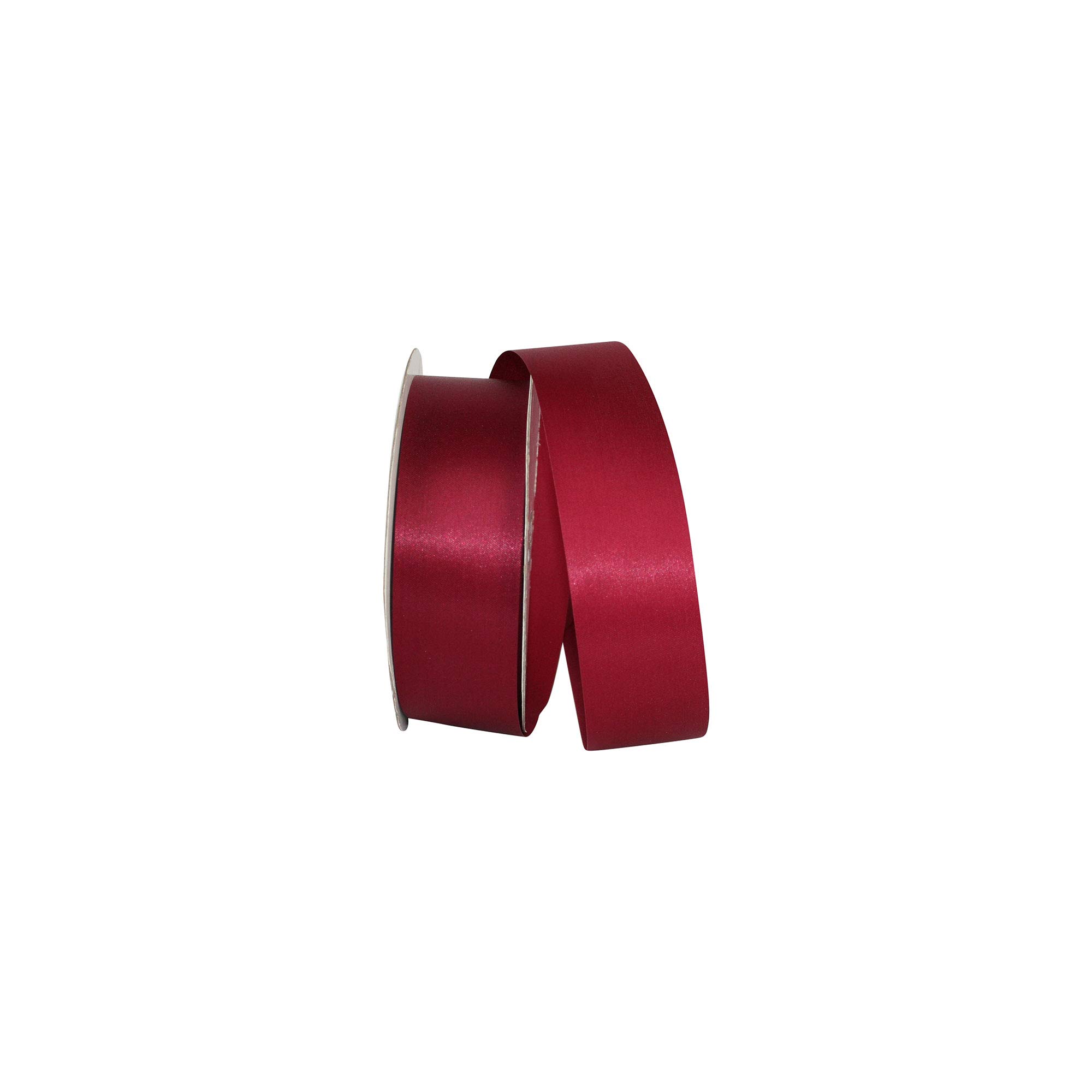 Reliant Ribbon Aqua Satin Ribbon 1-7/8 Inch x 100 Yards Burgundy - Perfect for Gift Wrapping, Wedding Decorations & Craft Projects