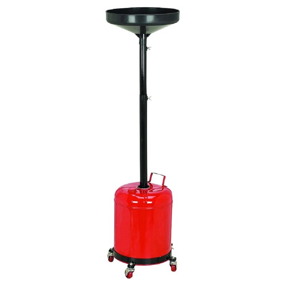 5 Gallon Portable Oil Drain Pan with Wheels & Funnel - Heavy Duty Waste Oil Collection Tank for Automotive, Motorcycle & Equipment Maintenance - Garage & Workshop Essential