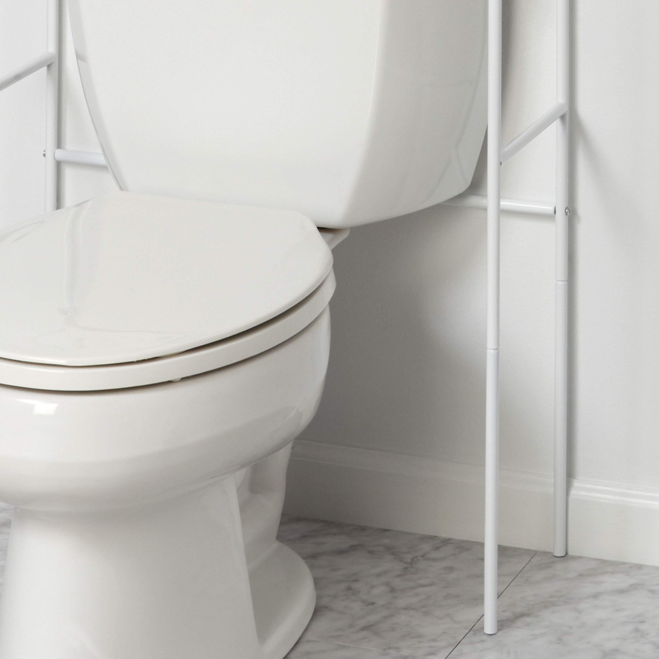 Zenna Home Over The Toilet Storage Organizer - 3-Tier Metal Bathroom Shelf with Easy Assembly, Space Saving Design Fits Above Standard Toilets (White) - Perfect for Small Bathrooms, Apartments & Powder Rooms