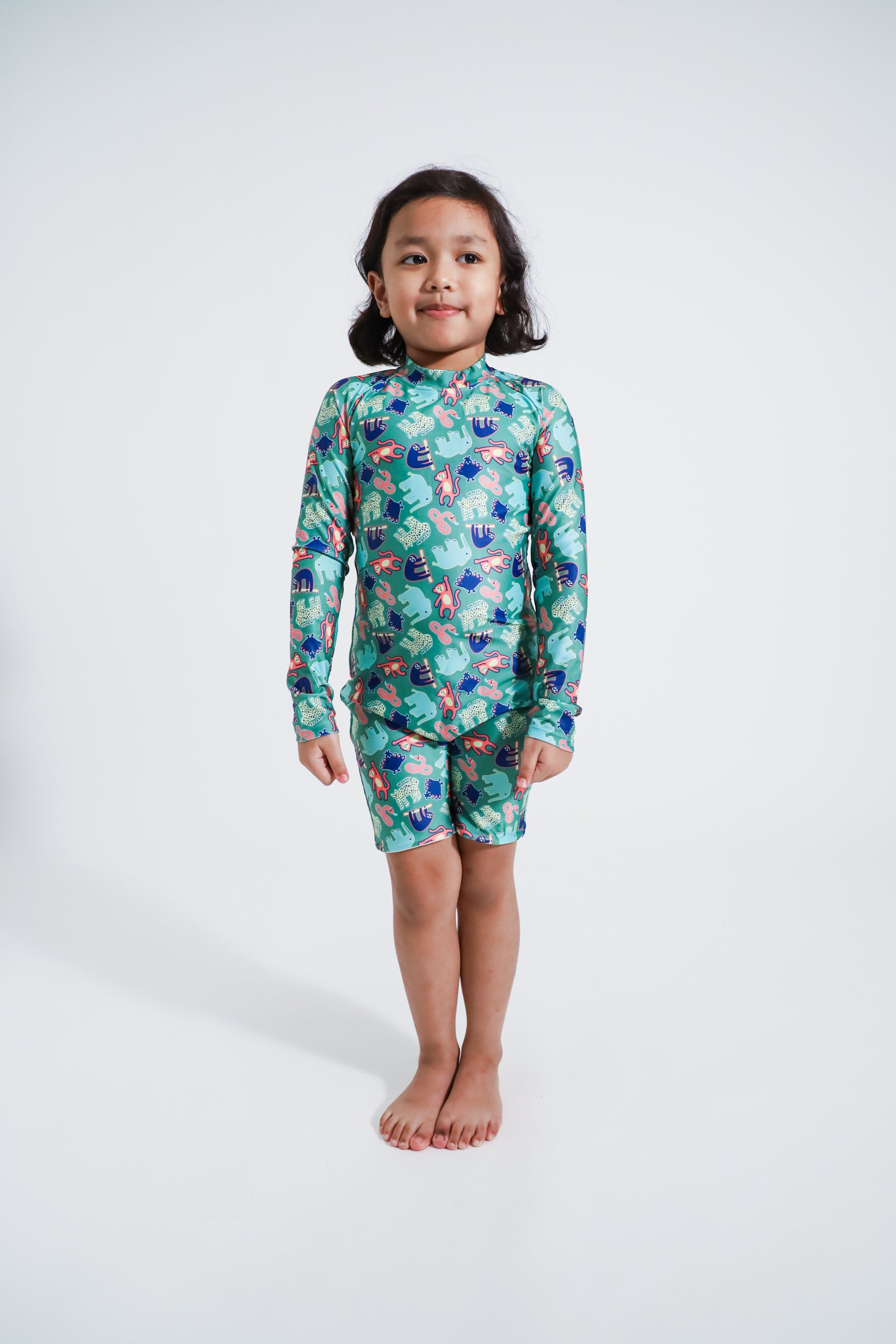 Lazarus Kids UV Protection Swimwear - Jungle Mingle Print Rash Guard & Swim Shirt for Boys & Girls | Pool, Beach & Outdoor Water Activities