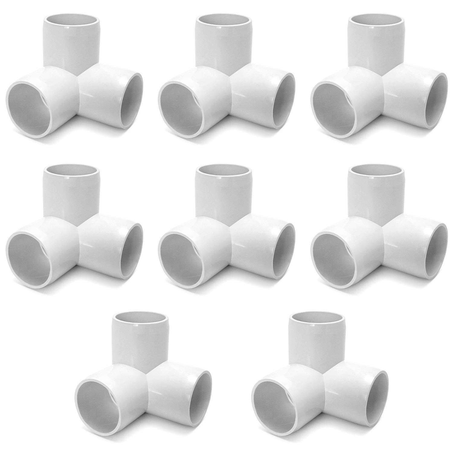 QWORK 8-Pack 1-1/4 Inch White PVC Tee Fitting Elbow Connectors - Furniture Grade for DIY Building, PVC Structures & Home Improvement Projects - Perfect for Plumbing, Furniture Making & Craft Projects