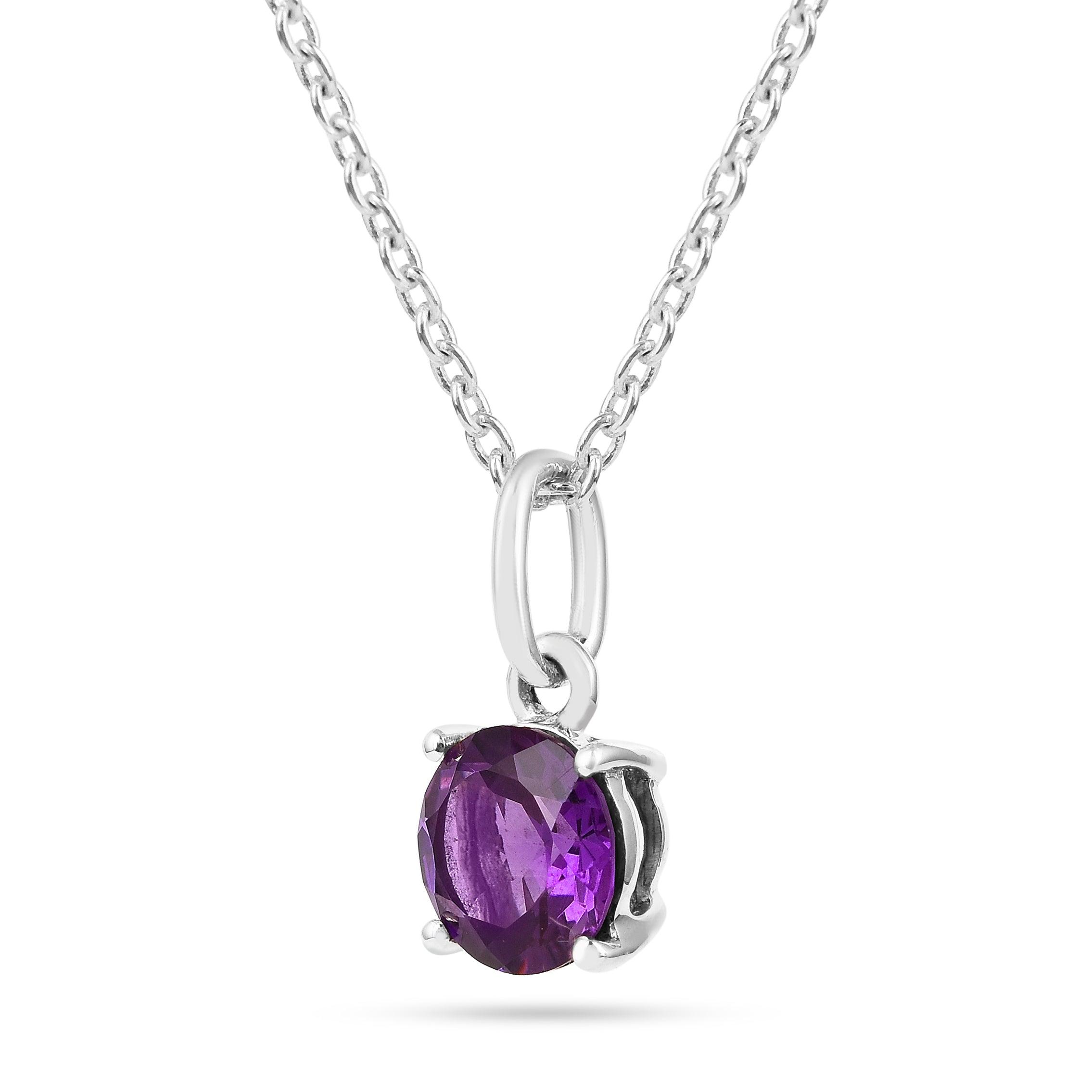 Elegant Purple Solitaire Amethyst Jewelry Set - Sterling Silver Necklace & Earrings for Women | Perfect for Weddings, Anniversaries & Special Occasions