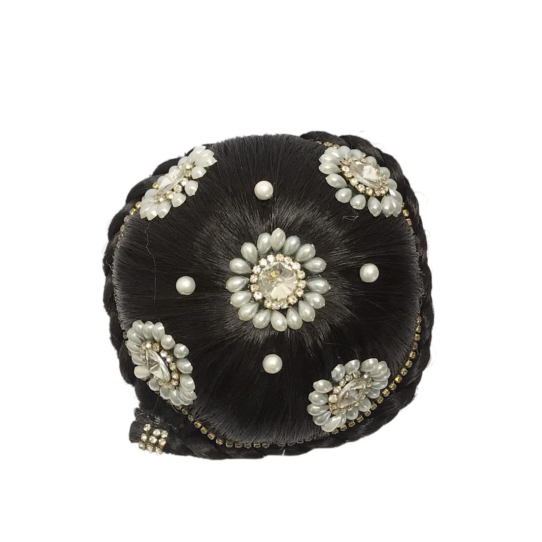 GadinFashion Black Stone Design Juda Bun Hair Extension for Women & Girls - Perfect for Weddings, Parties, and Special Occasions