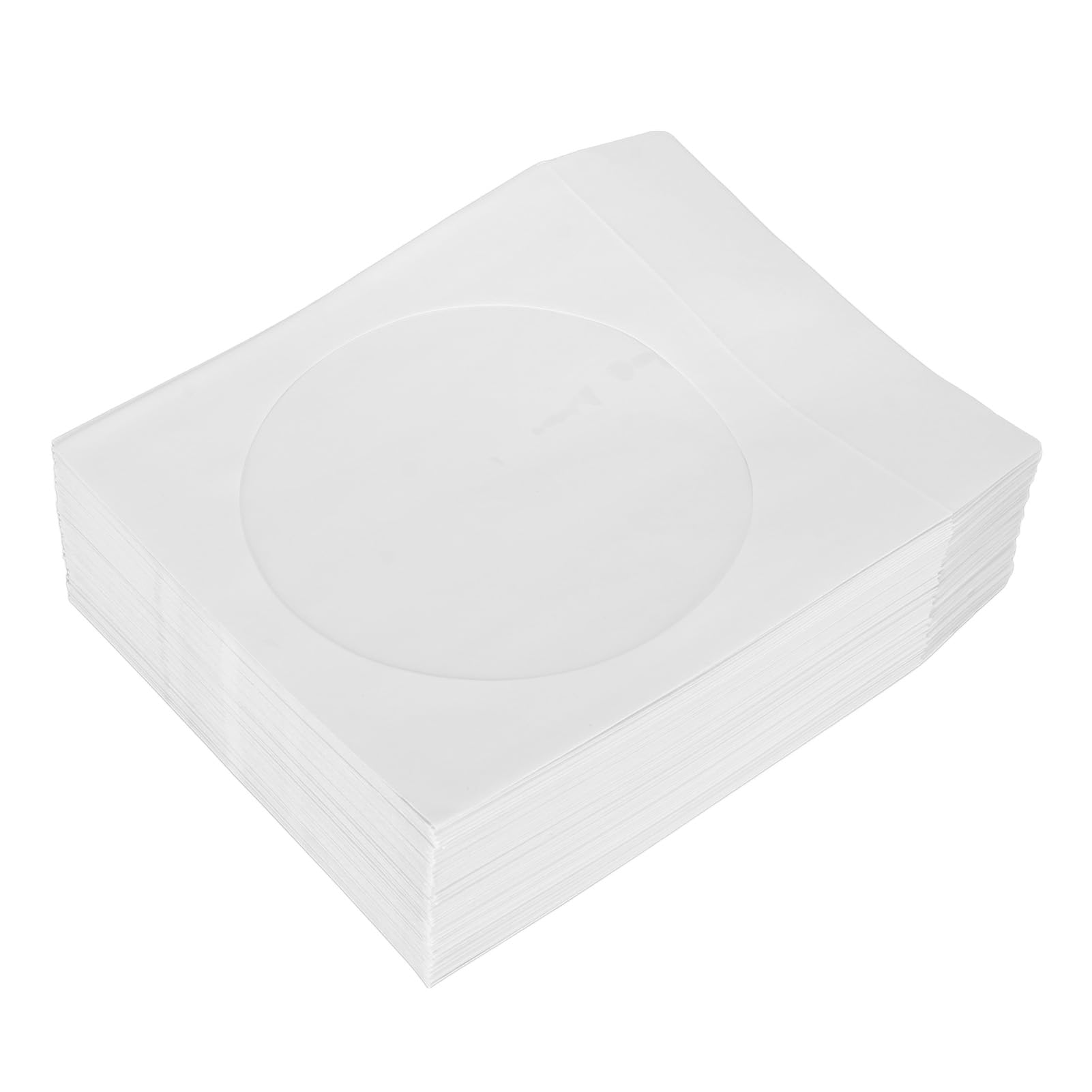100Pcs Clear CD Sleeves with Window - Reusable 12cm Disc Envelopes for Storage & Organization | Perfect for Music Collections, Office Files & Media Archives