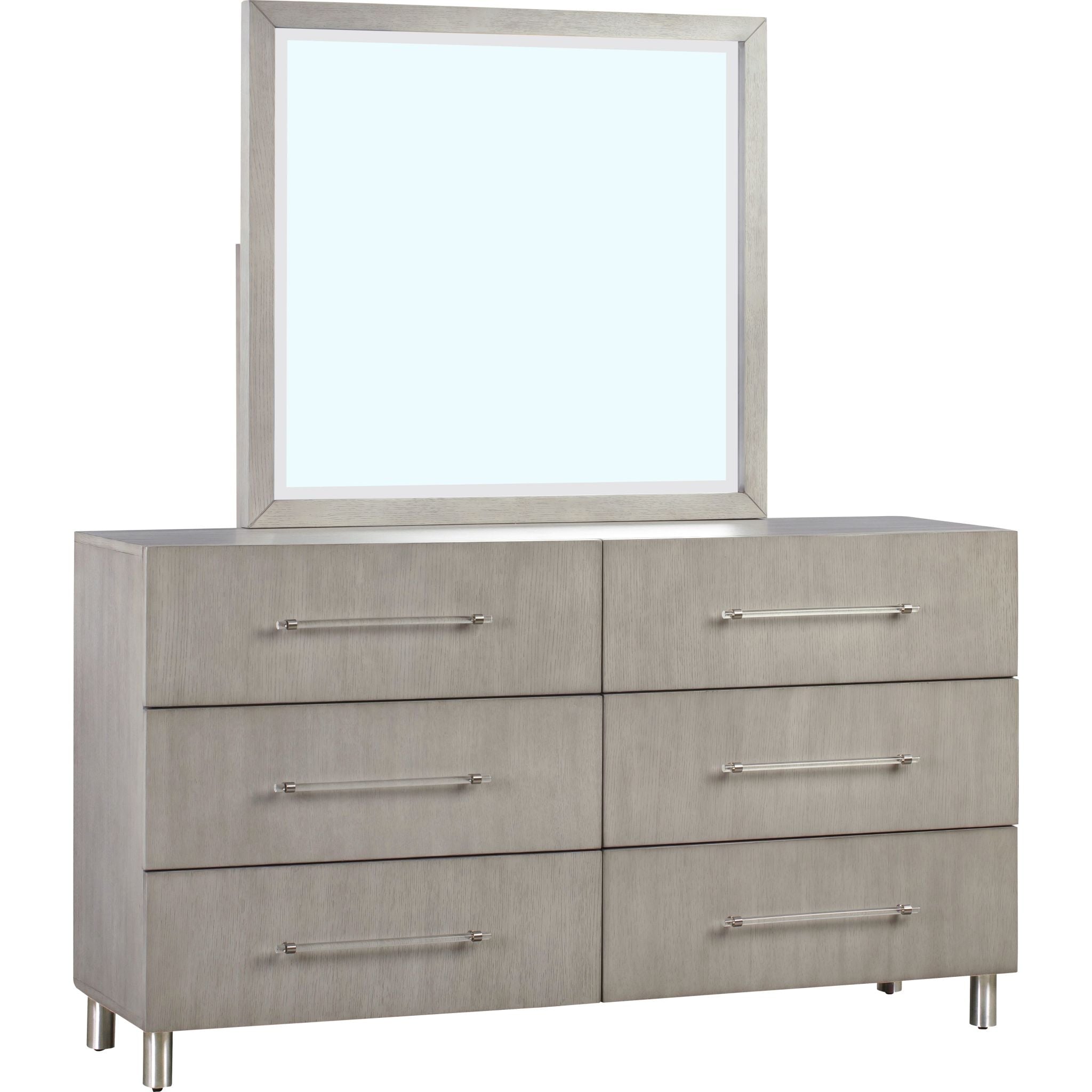 Argento Dresser and Mirror Set - Misty Grey Finish | Modern Bedroom Dresser with Mirror for Home Decor & Organization